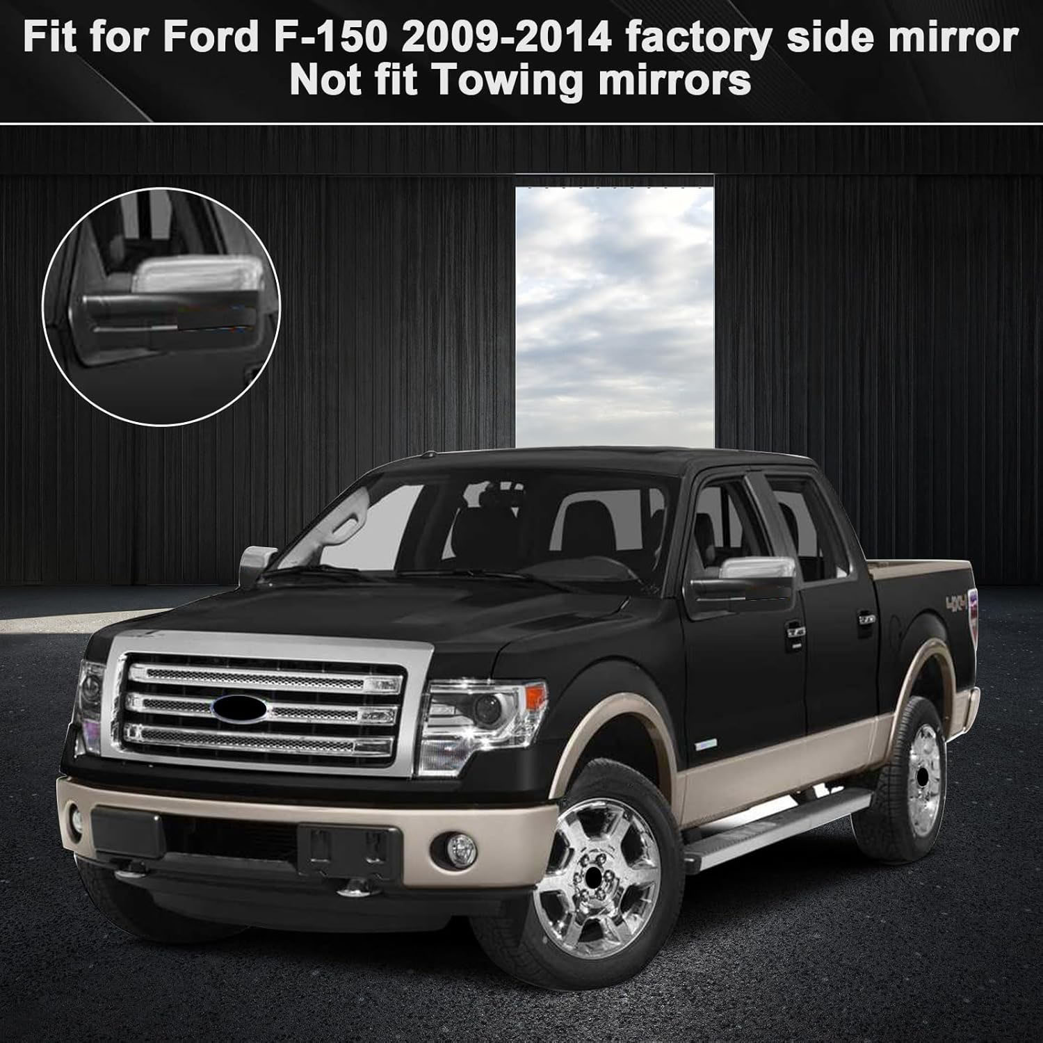 Covelta Black Mirror Reflector Cover Delete Kit Replacement for 2009-2014 Ford F150 Sail Type Mirror