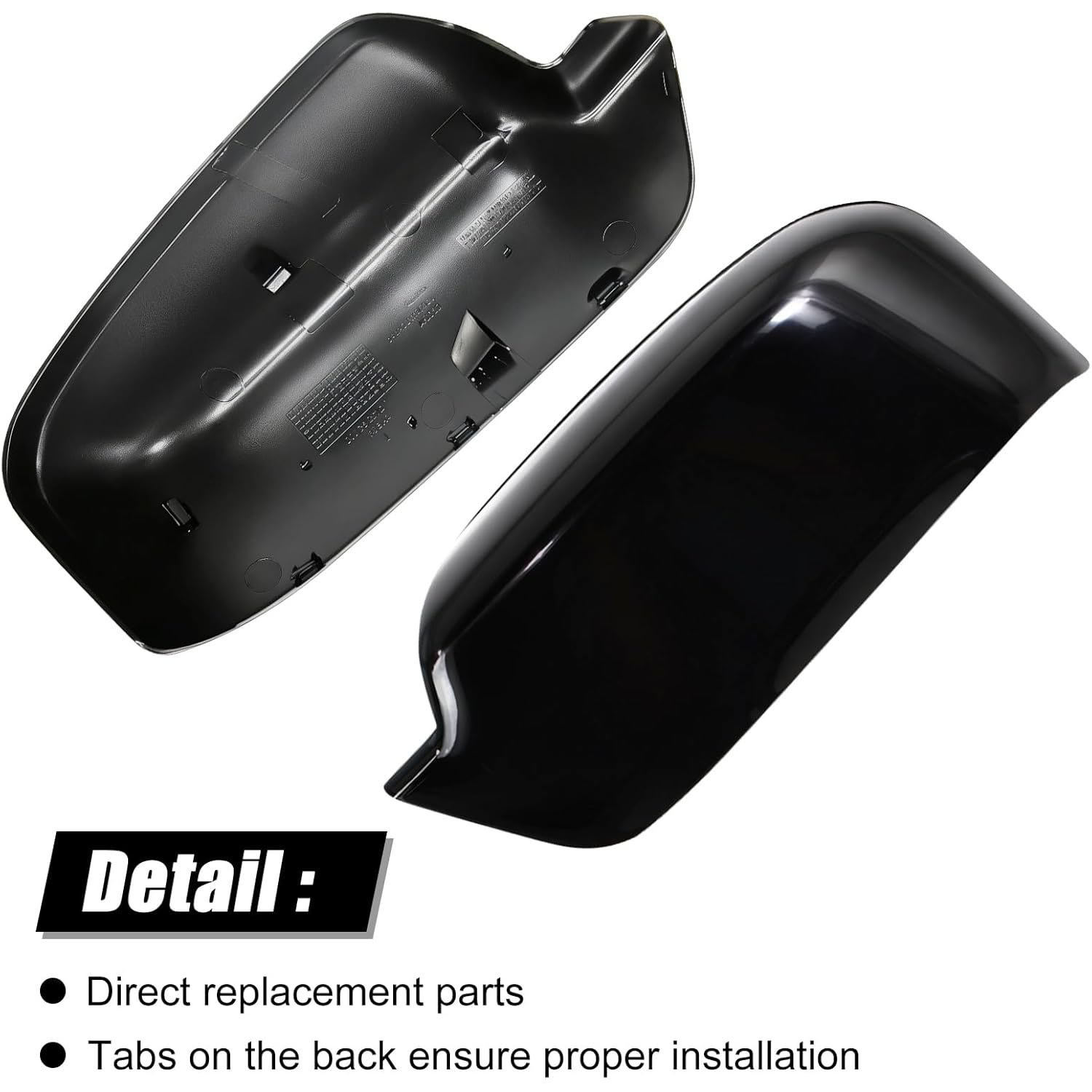 Covelta Glossy Black Left Mirror Cover Cap Replacement for 2006-2012 Ford Fusion