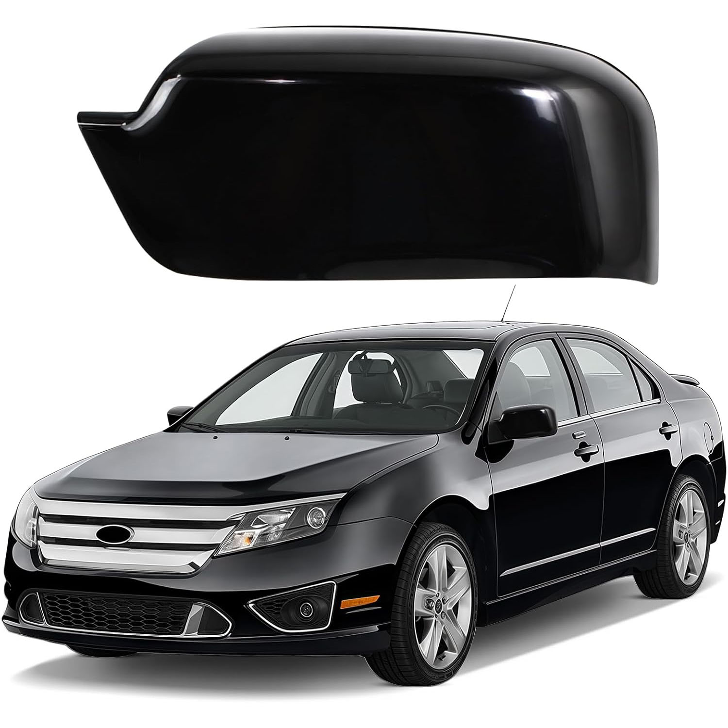 Covelta Glossy Black Left Mirror Cover Cap Replacement for 2006-2012 Ford Fusion