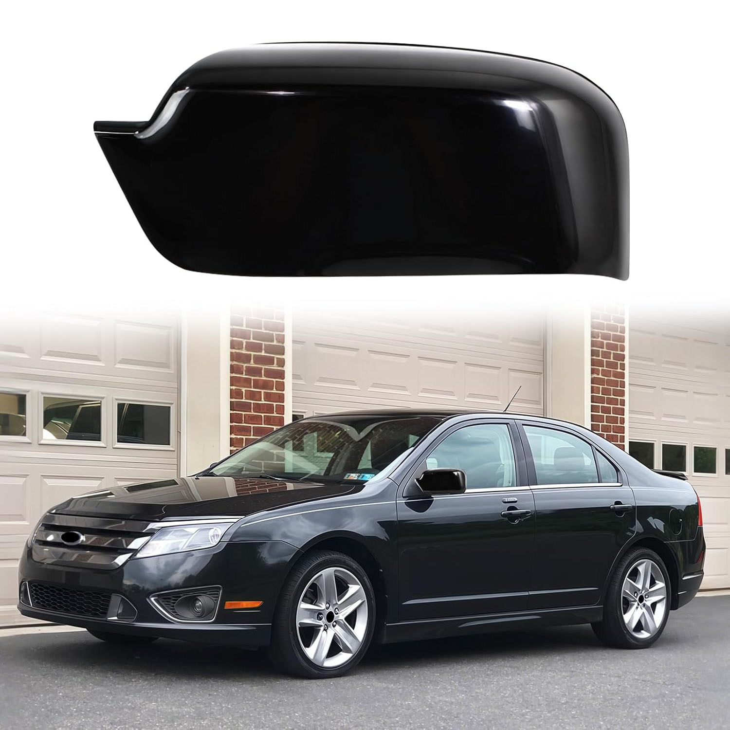 Covelta Glossy Black Left Mirror Cover Cap Replacement for 2006-2012 Ford Fusion