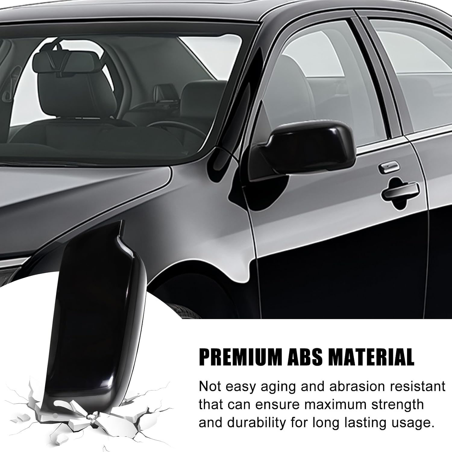 Covelta Glossy Black Left Mirror Cover Cap Replacement for 2006-2012 Ford Fusion