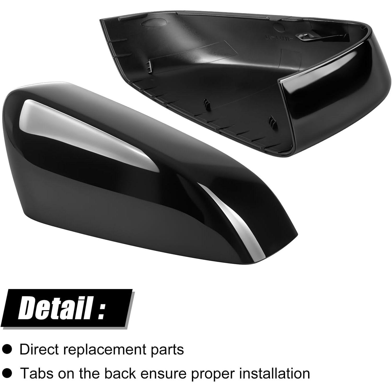 Covelta Black Left Mirror Cover Cap Replacement for 2010-2014 Ford Mustang