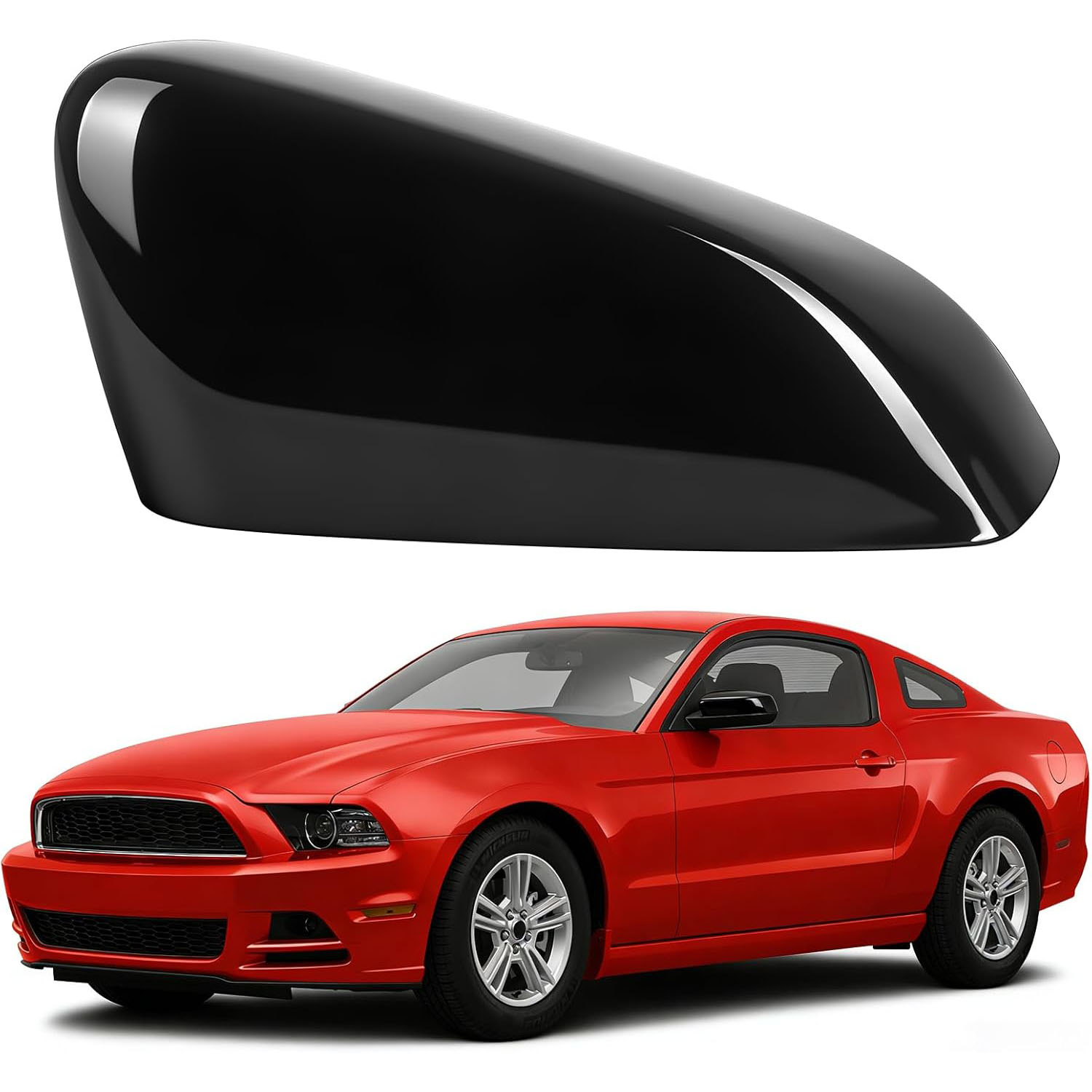 Covelta Black Left Mirror Cover Cap Replacement for 2010-2014 Ford Mustang