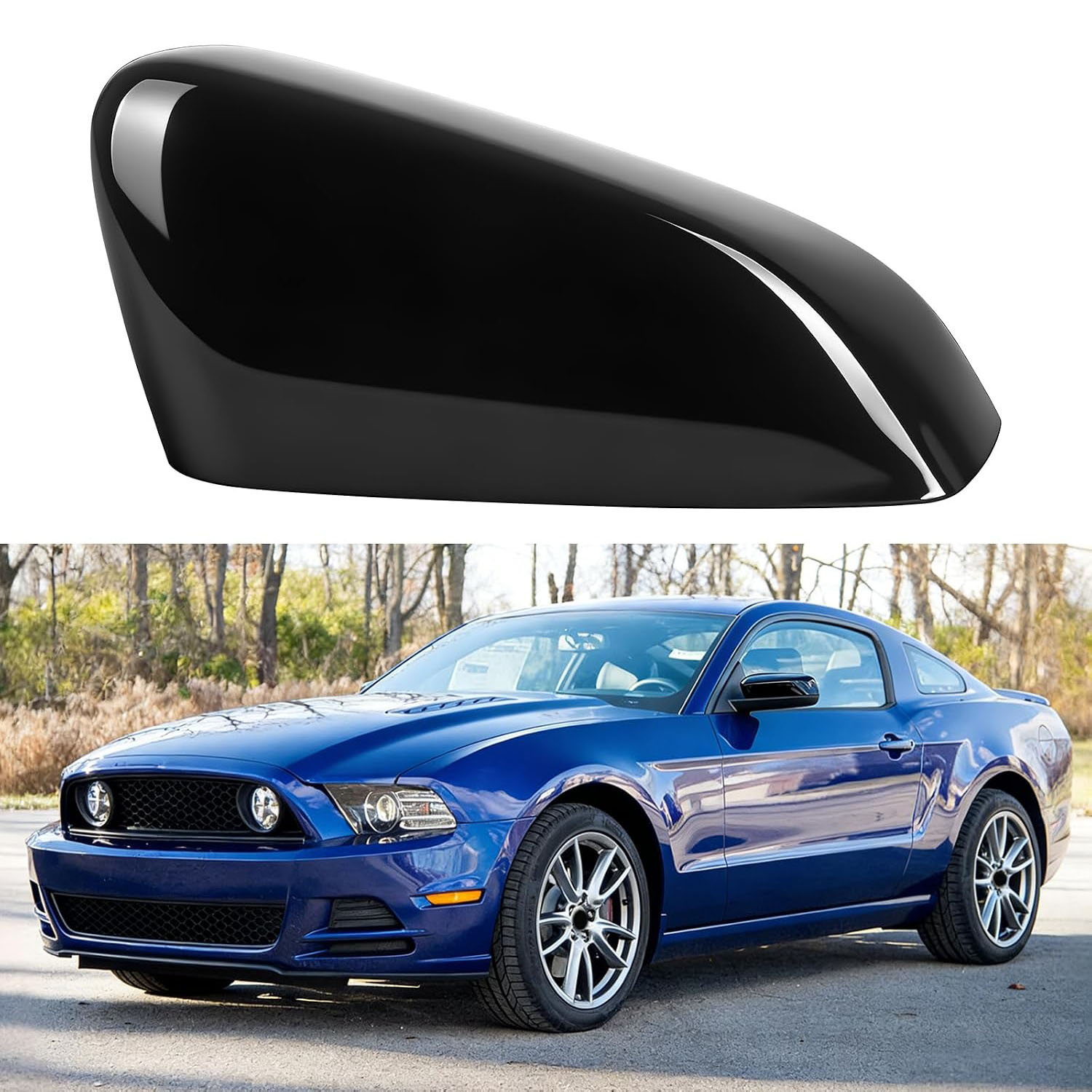 Covelta Black Left Mirror Cover Cap Replacement for 2010-2014 Ford Mustang