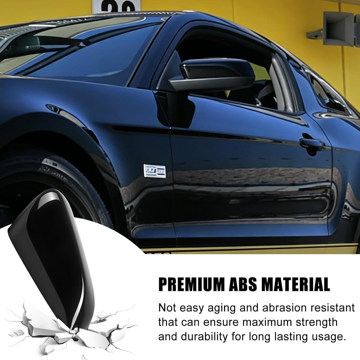 Covelta Black Left Mirror Cover Cap Replacement for 2010-2014 Ford Mustang