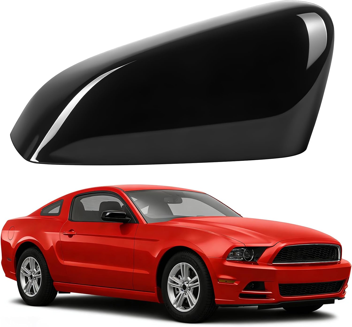 Covelta Black Right Mirror Cover Cap Replacement for 2010-2014 Ford Mustang