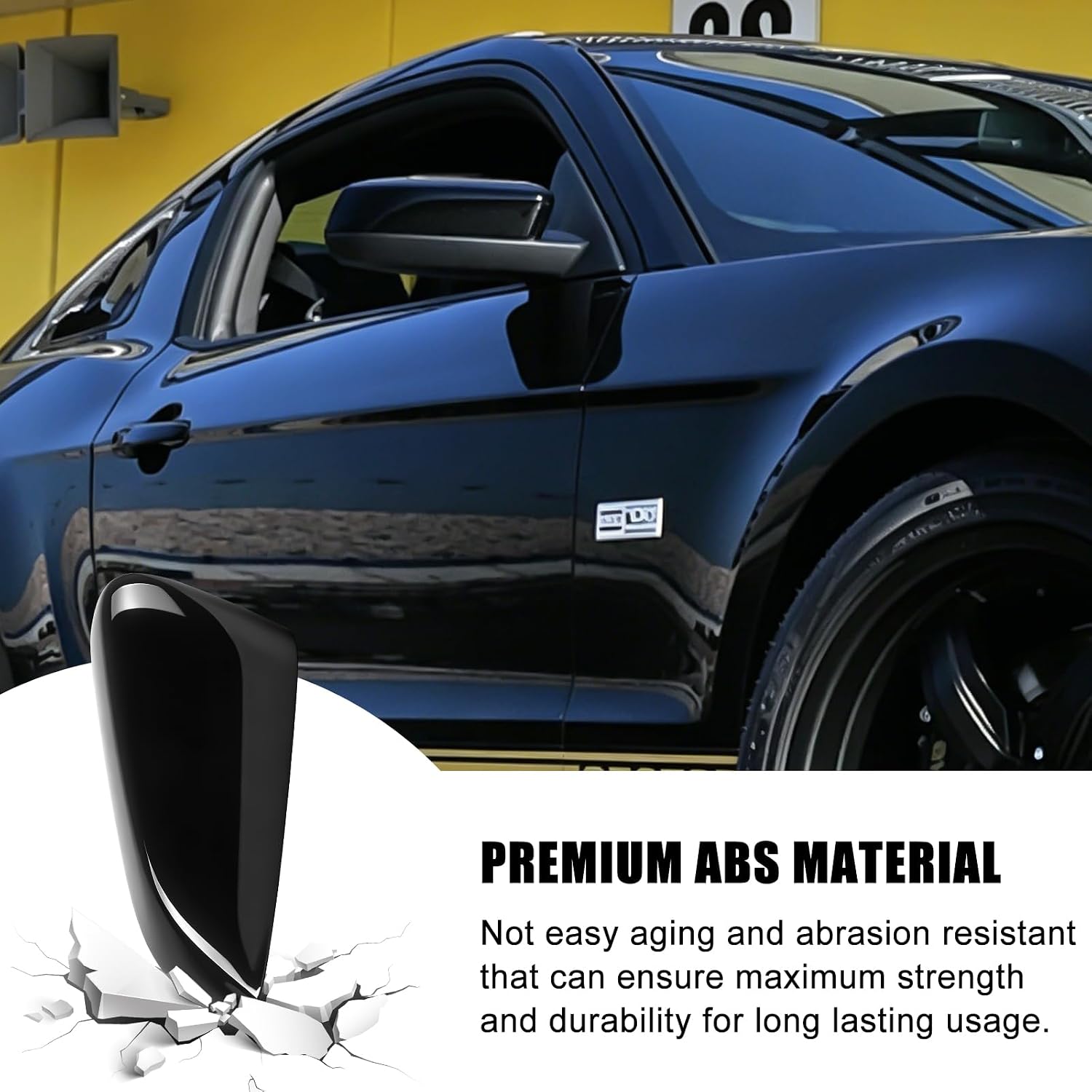 Covelta Black Right Mirror Cover Cap Replacement for 2010-2014 Ford Mustang