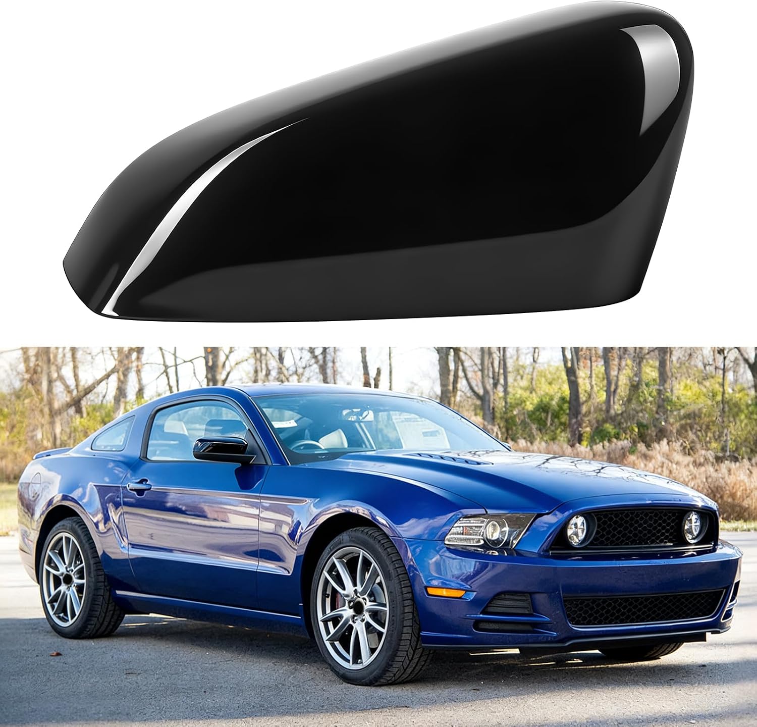 Covelta Black Right Mirror Cover Cap Replacement for 2010-2014 Ford Mustang