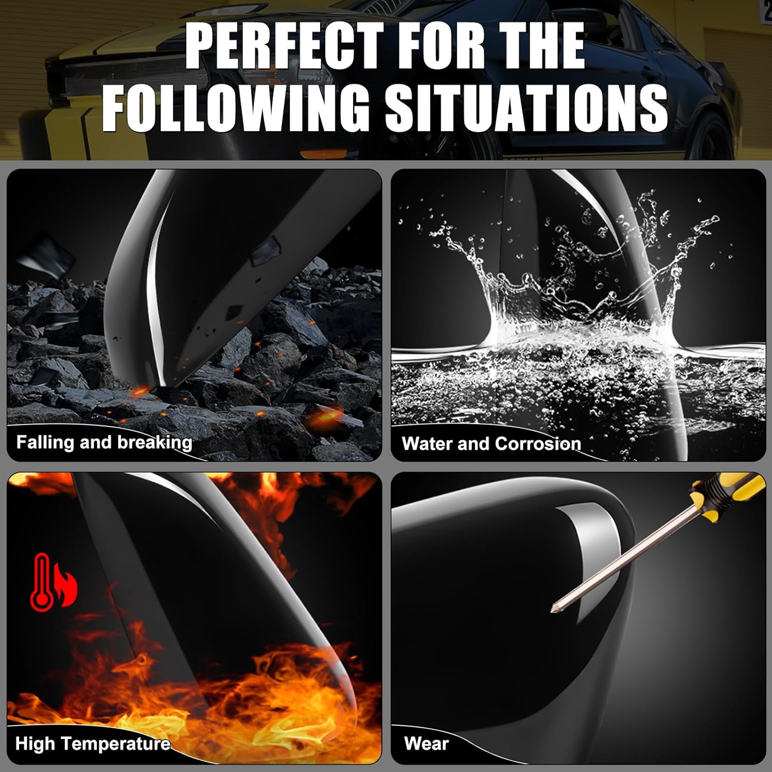 Covelta Black Right Mirror Cover Cap Replacement for 2010-2014 Ford Mustang