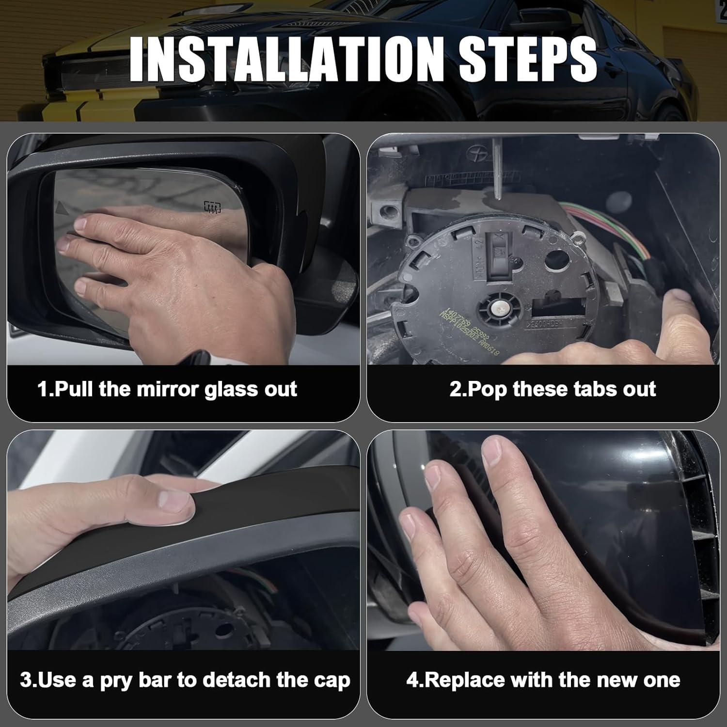 Covelta Black Right Mirror Cover Cap Replacement for 2010-2014 Ford Mustang