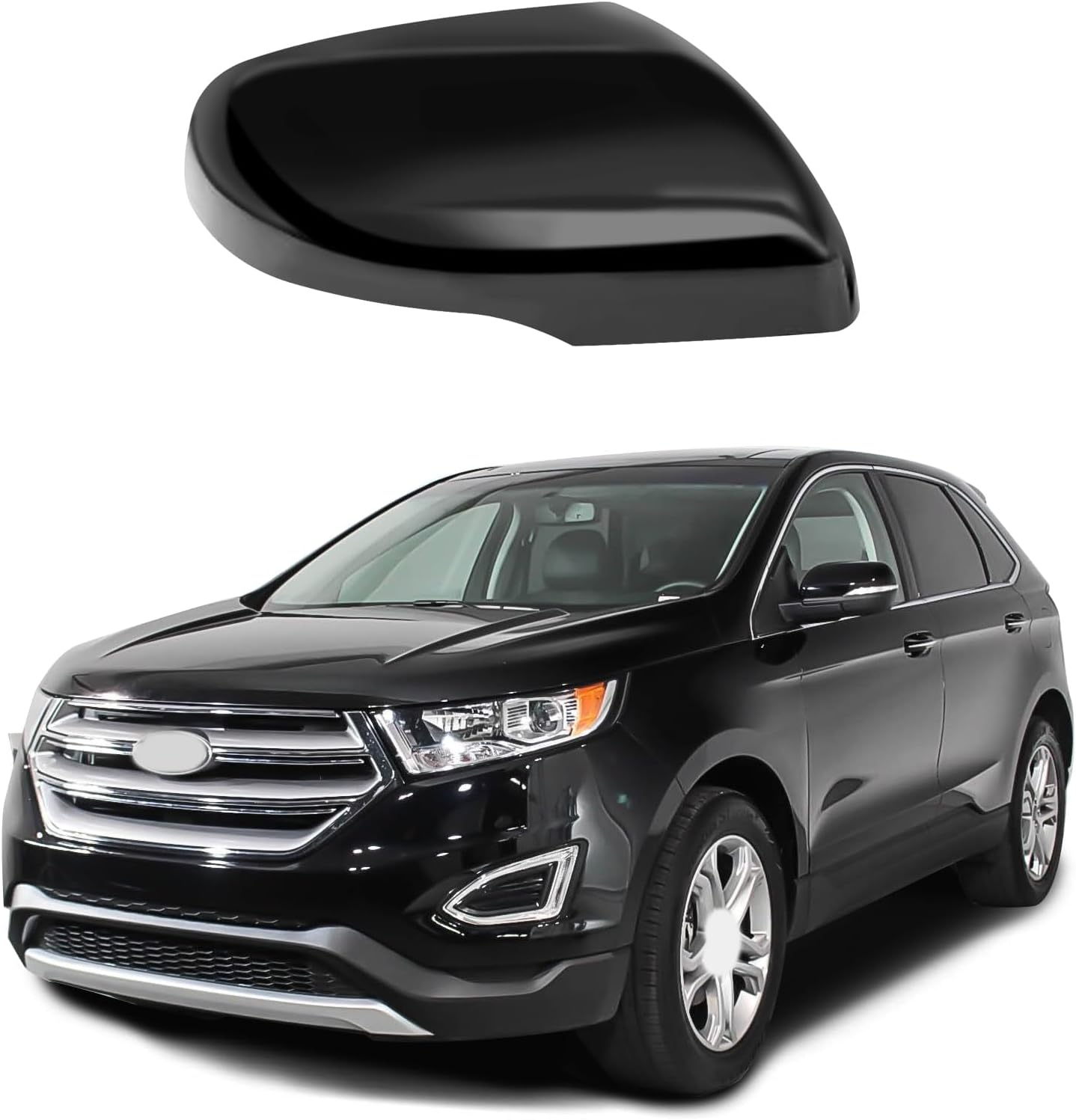 Covelta Black Left Mirror Cover Cap Replacement for 2015-2020 Ford Edge Without Side Assist Hole