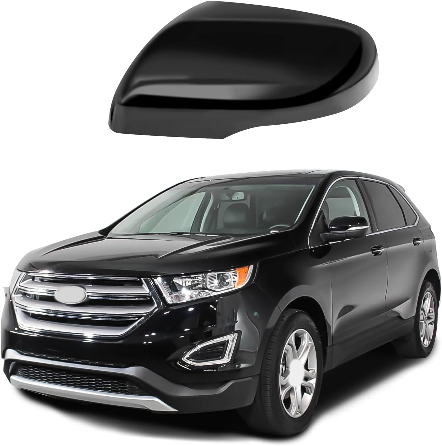 Covelta Black Right Mirror Cover Cap Replacement for 2015-2020 Ford Edge Without Side Assist Hole