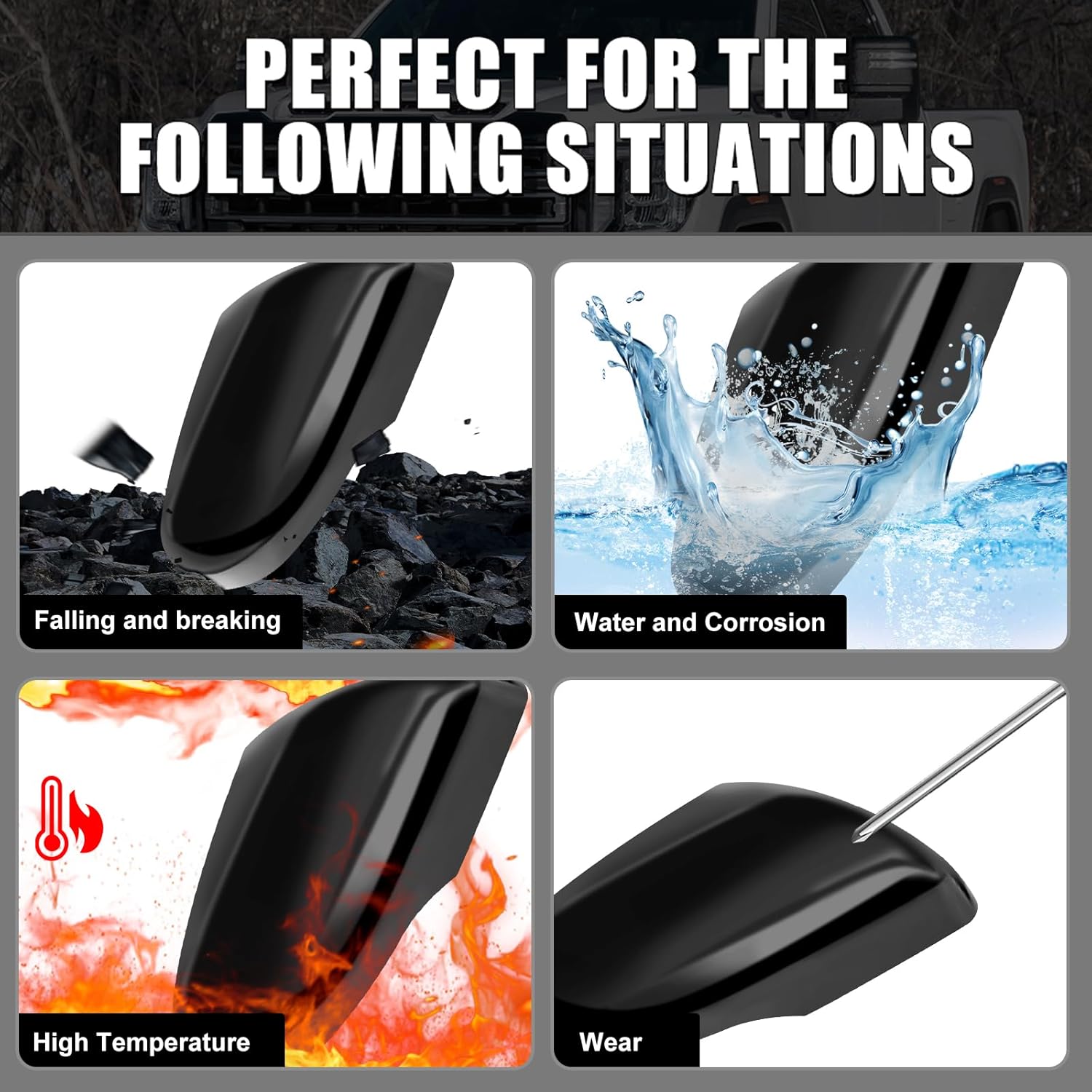 Covelta Black Right Mirror Cover Cap Replacement for 2015-2020 Ford Edge Without Side Assist Hole