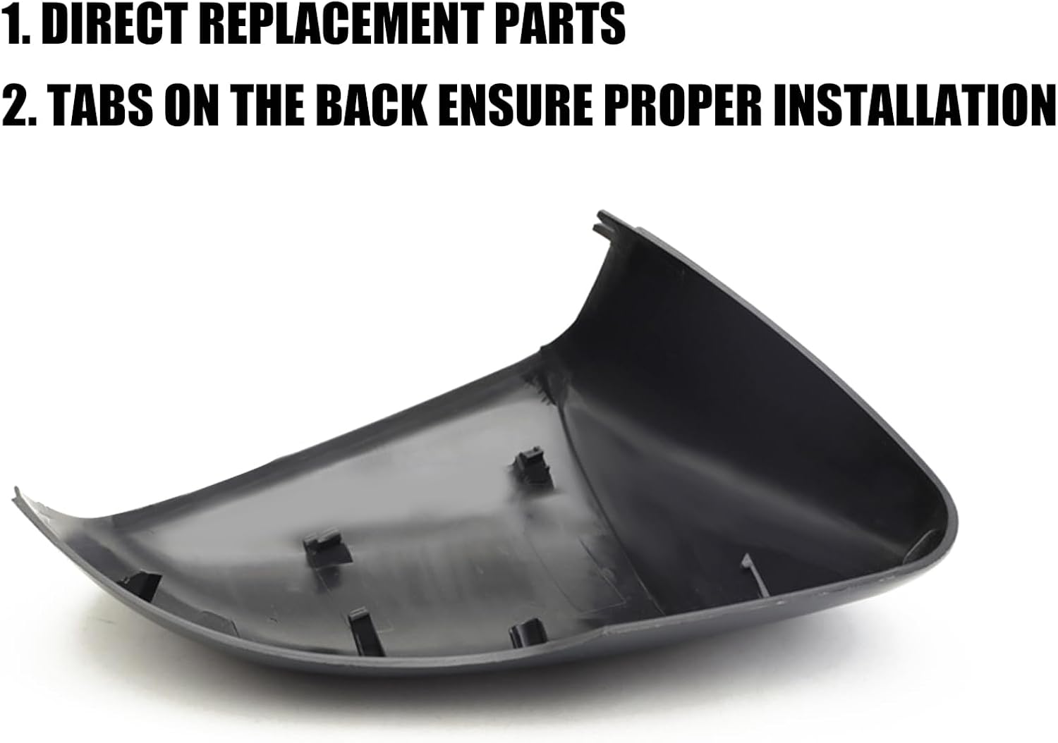 Covelta Black Right Mirror Cover Cap Replacement for 2015-2020 Ford Edge Without Side Assist Hole