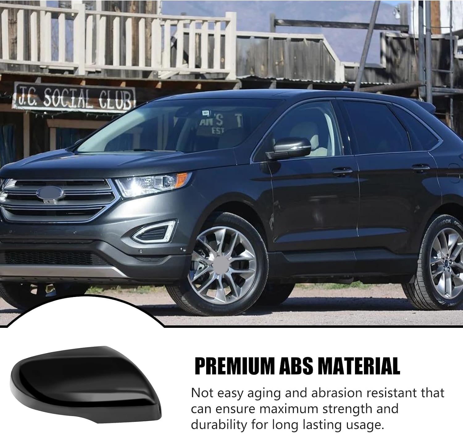 Covelta Black Right Mirror Cover Cap Replacement for 2015-2020 Ford Edge Without Side Assist Hole