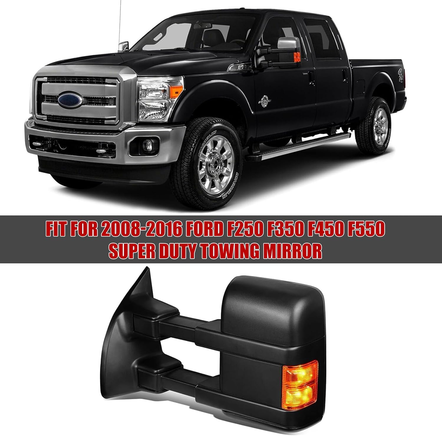Covelta Chrome Towing Mirror Cover Caps Replacement for 2008-2016 Ford F250 F350 F450 F550 Super Duty