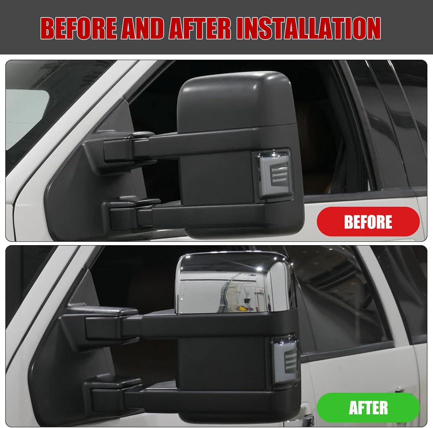 Covelta Chrome Towing Mirror Cover Caps Replacement for 2008-2016 Ford F250 F350 F450 F550 Super Duty