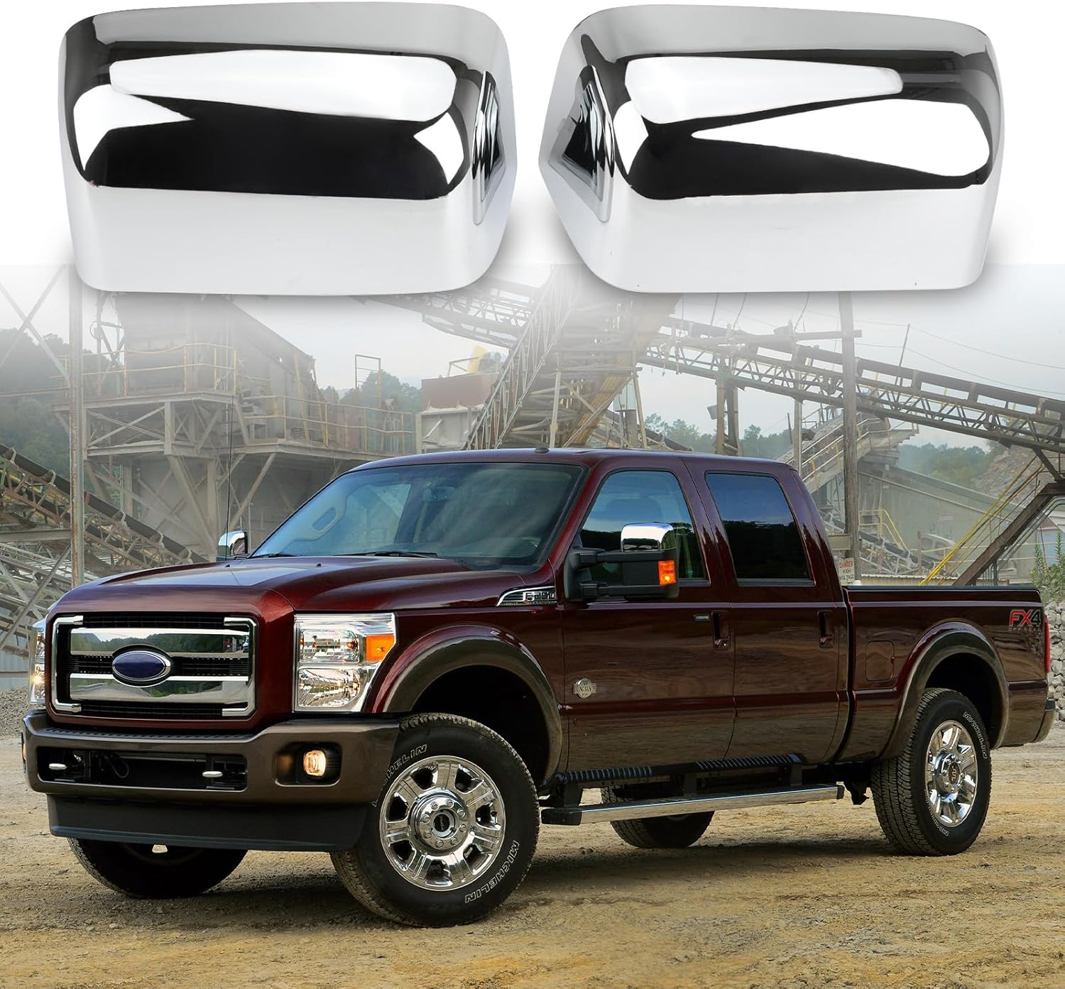 Covelta Chrome Towing Mirror Cover Caps Replacement for 2008-2016 Ford F250 F350 F450 F550 Super Duty