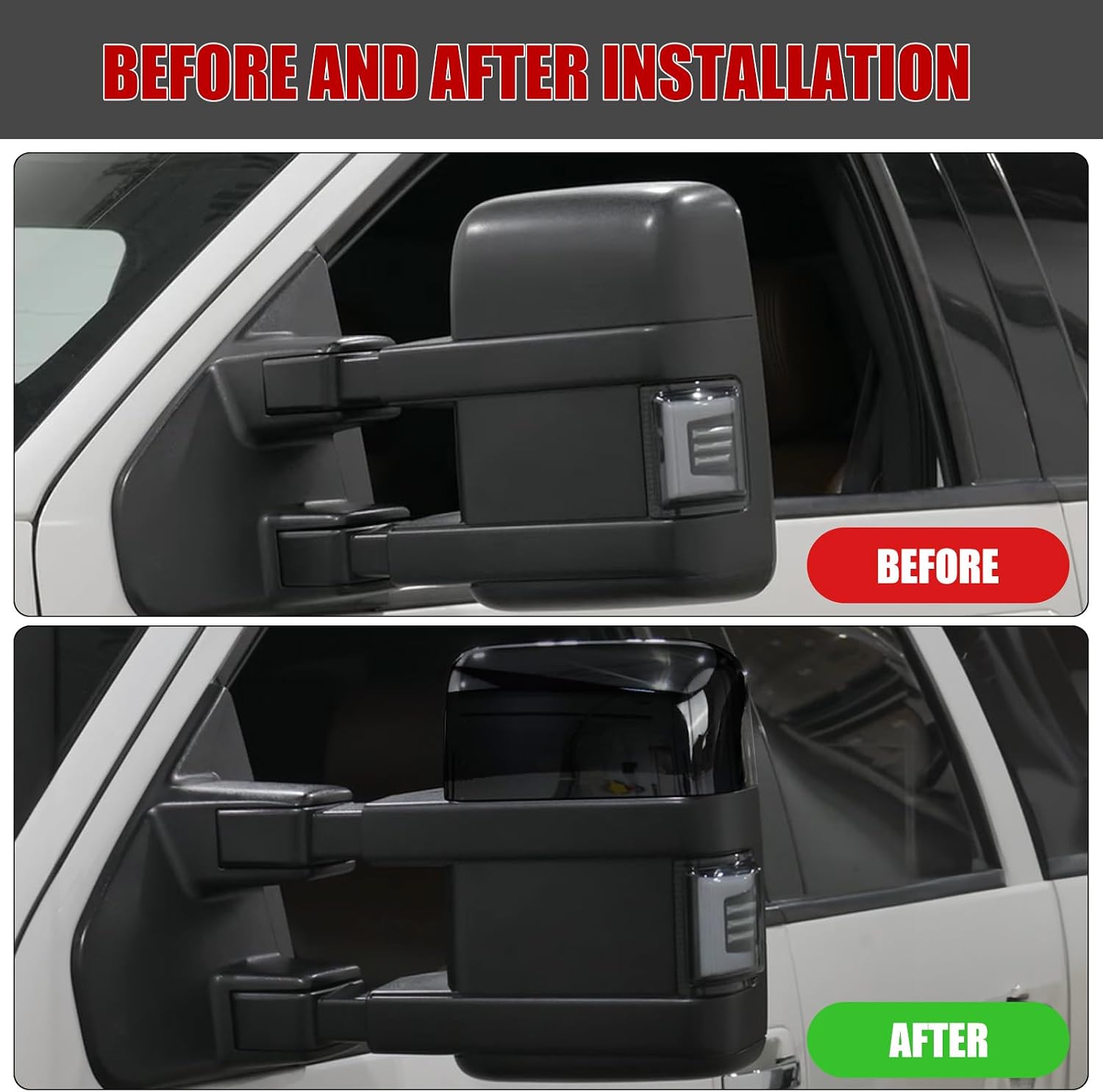 Covelta Glossy Black Towing Mirror Cover Caps Replacement for 2008-2016 Ford F250 F350 F450 F550 Super Duty