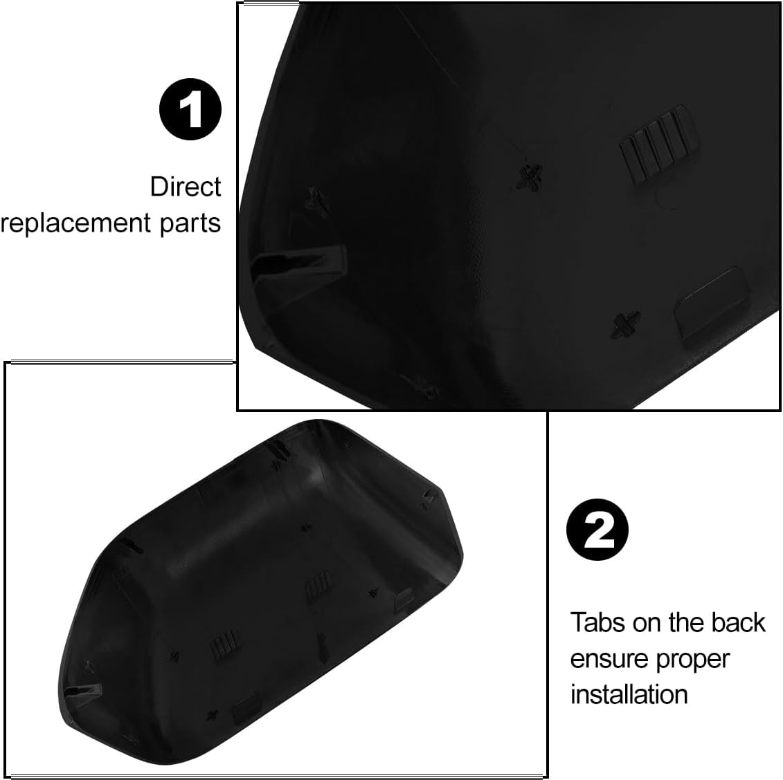 Covelta Top Tow Mirror Cover Cap for 2017-2024 Ford F250 F350 F450 F550 Super Duty（Black）