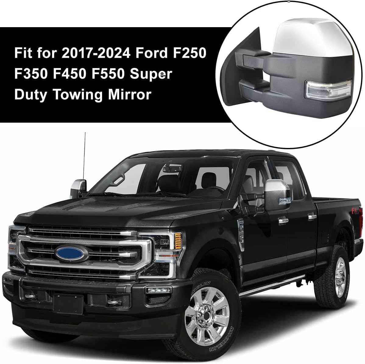 Covelta Top Tow Mirror Cover Cap for 2017-2024 Ford F250 F350 F450 F550 Super Duty