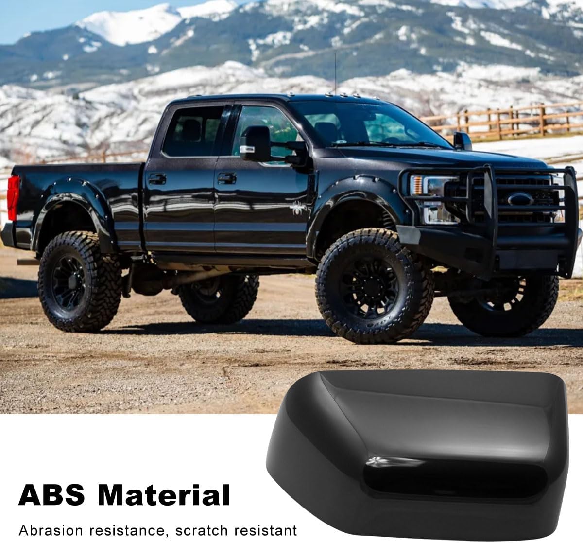 Covelta Top Tow Mirror Cover Cap for 2017-2024 Ford F250 F350 F450 F550 Super Duty（Black）