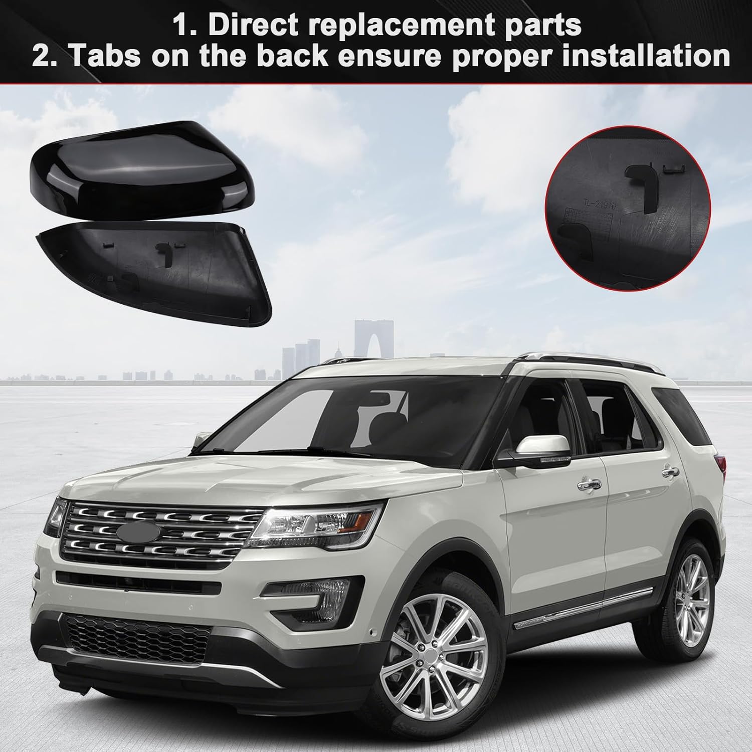 Covelta Mirror Cover Caps Replacement for 2016-2019 Ford Explorer