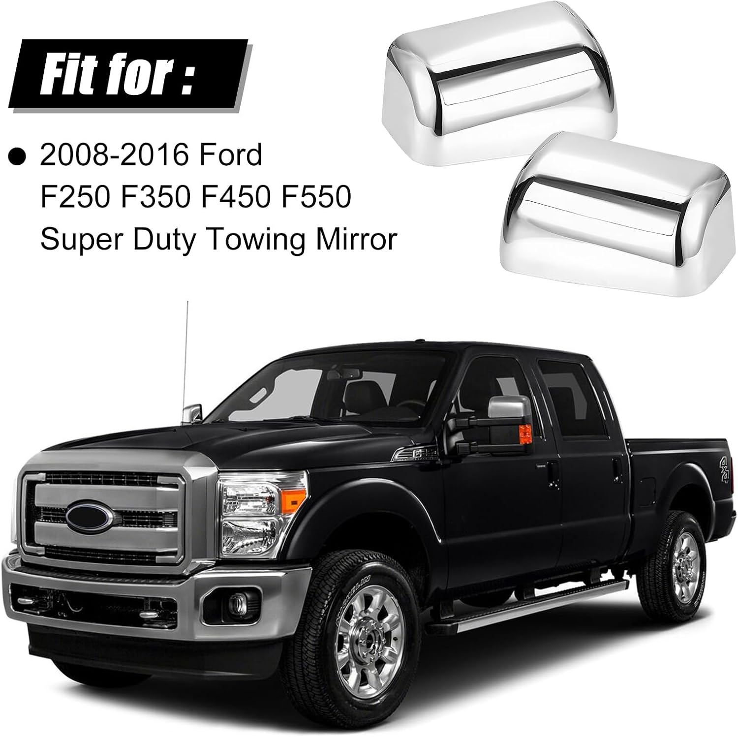 Covelta Top Mirror Cover Caps Replacement for 2008-2016 Ford F250 F350 F450 F550 Super Duty