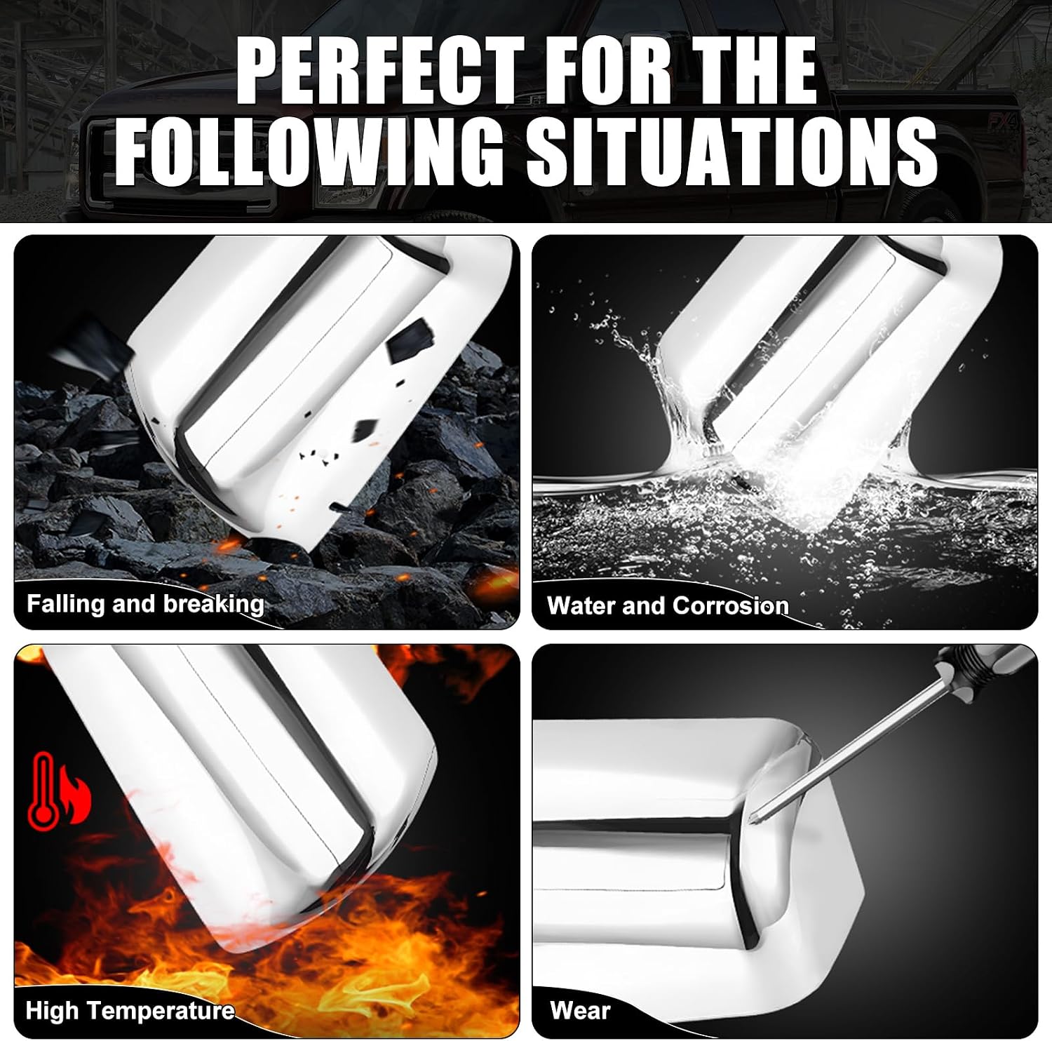 Covelta Top Mirror Cover Caps Replacement for 2008-2016 Ford F250 F350 F450 F550 Super Duty