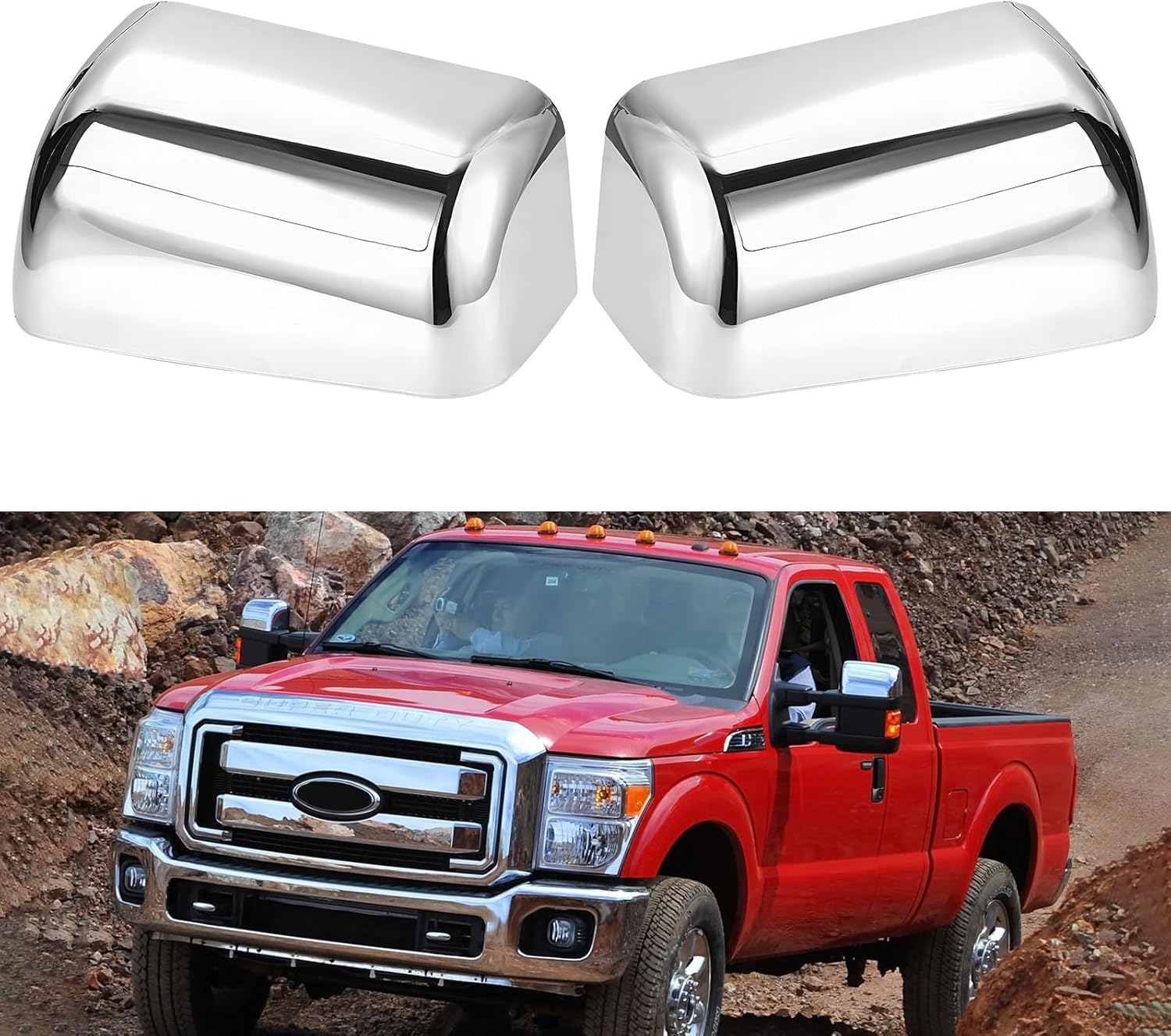 Covelta Top Mirror Cover Caps Replacement for 2008-2016 Ford F250 F350 F450 F550 Super Duty