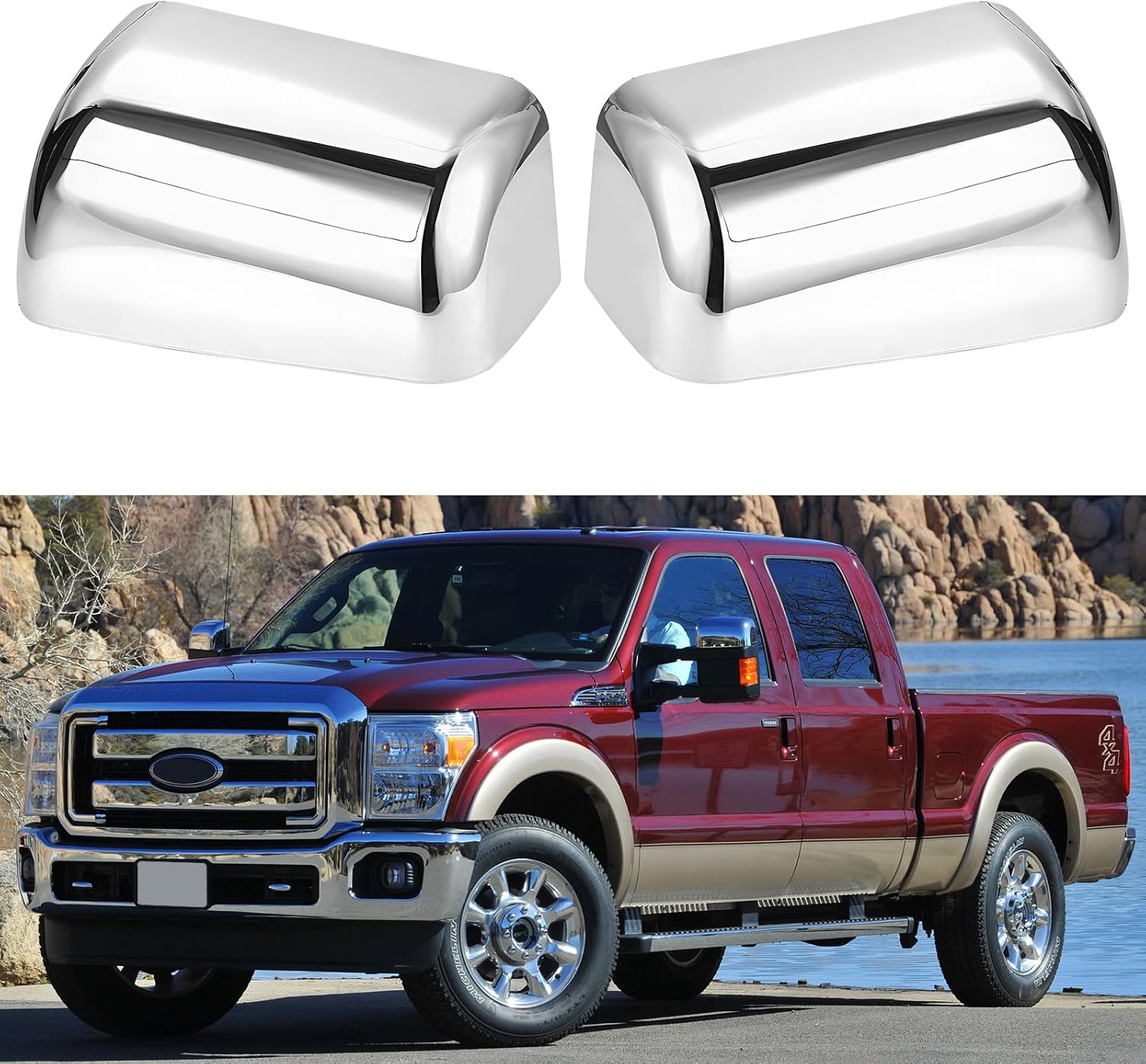 Covelta Top Mirror Cover Caps Replacement for 2008-2016 Ford F250 F350 F450 F550 Super Duty