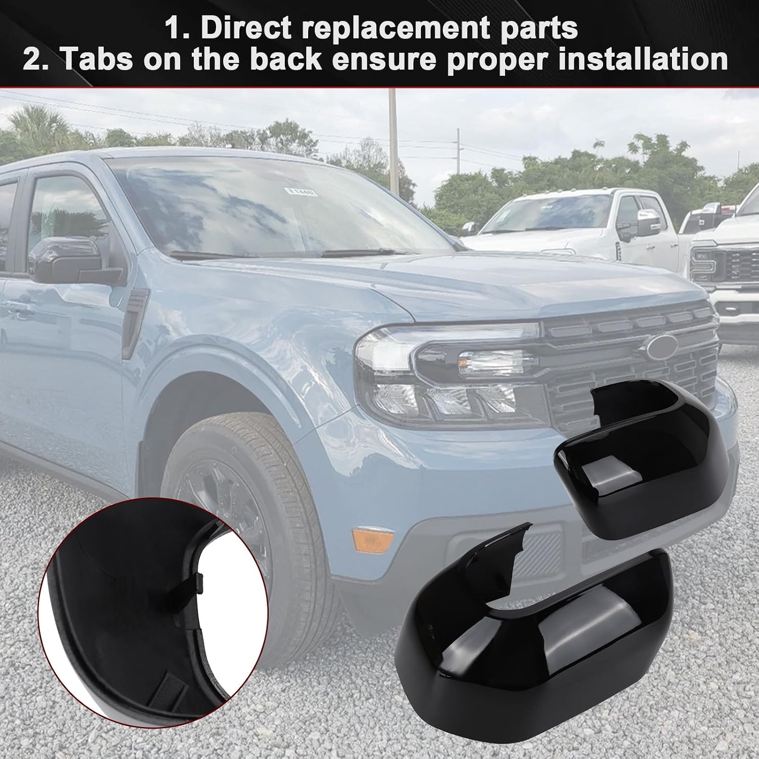 Covelta Mirror Cover Caps Replacement for 2021-2025 Ford Bronco Sport & Ford Maverick