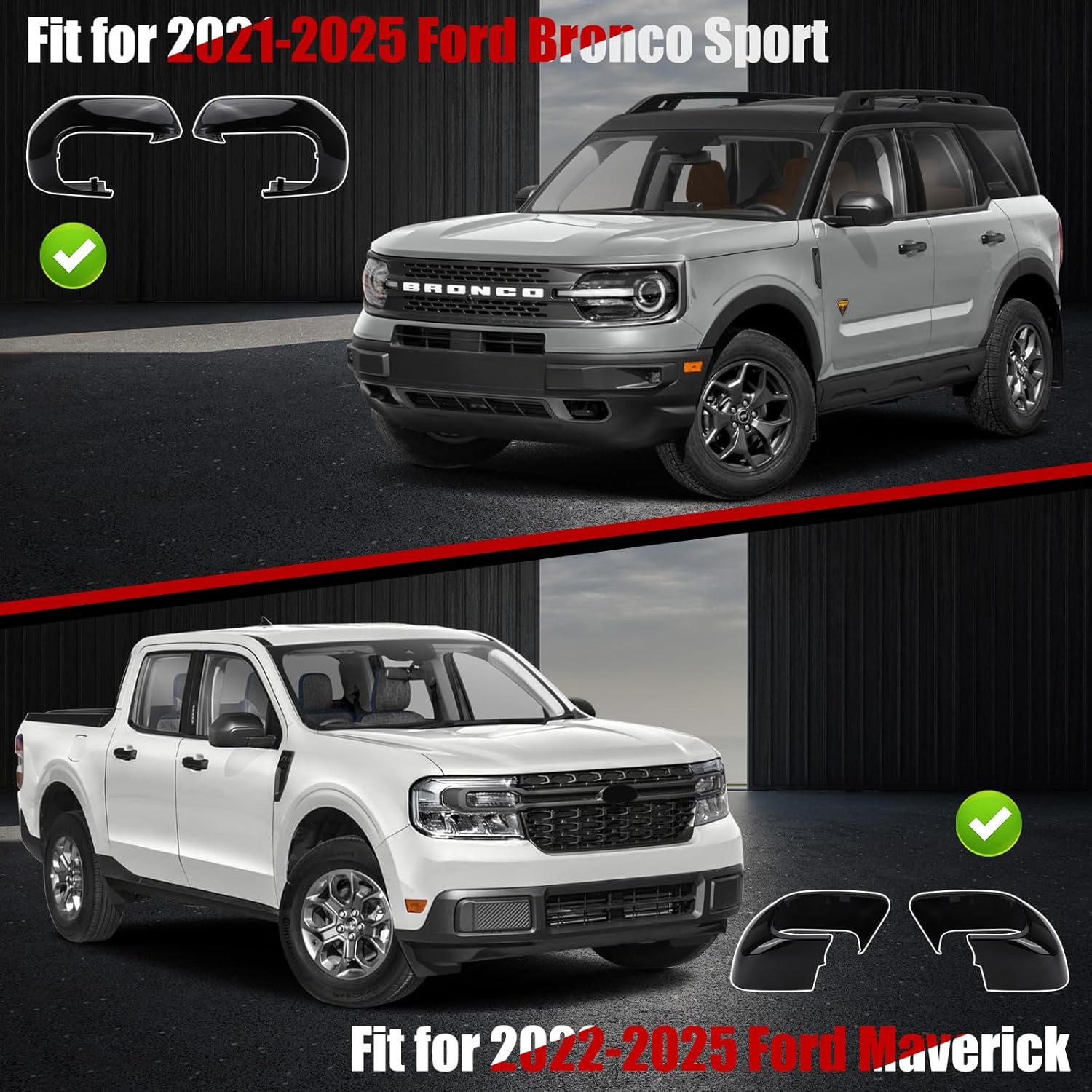 Covelta Mirror Cover Caps Replacement for 2021-2025 Ford Bronco Sport & Ford Maverick