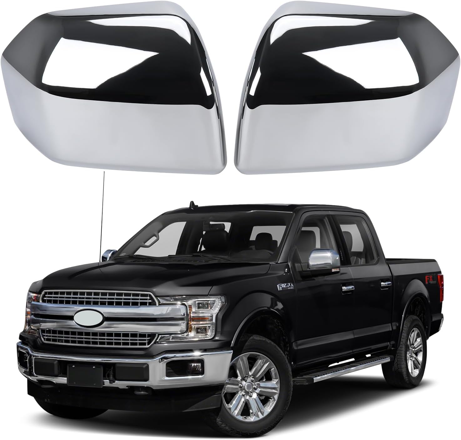 Covelta Mirror Cover Caps Replacement for 2015-2020 Ford F150（Chrome）