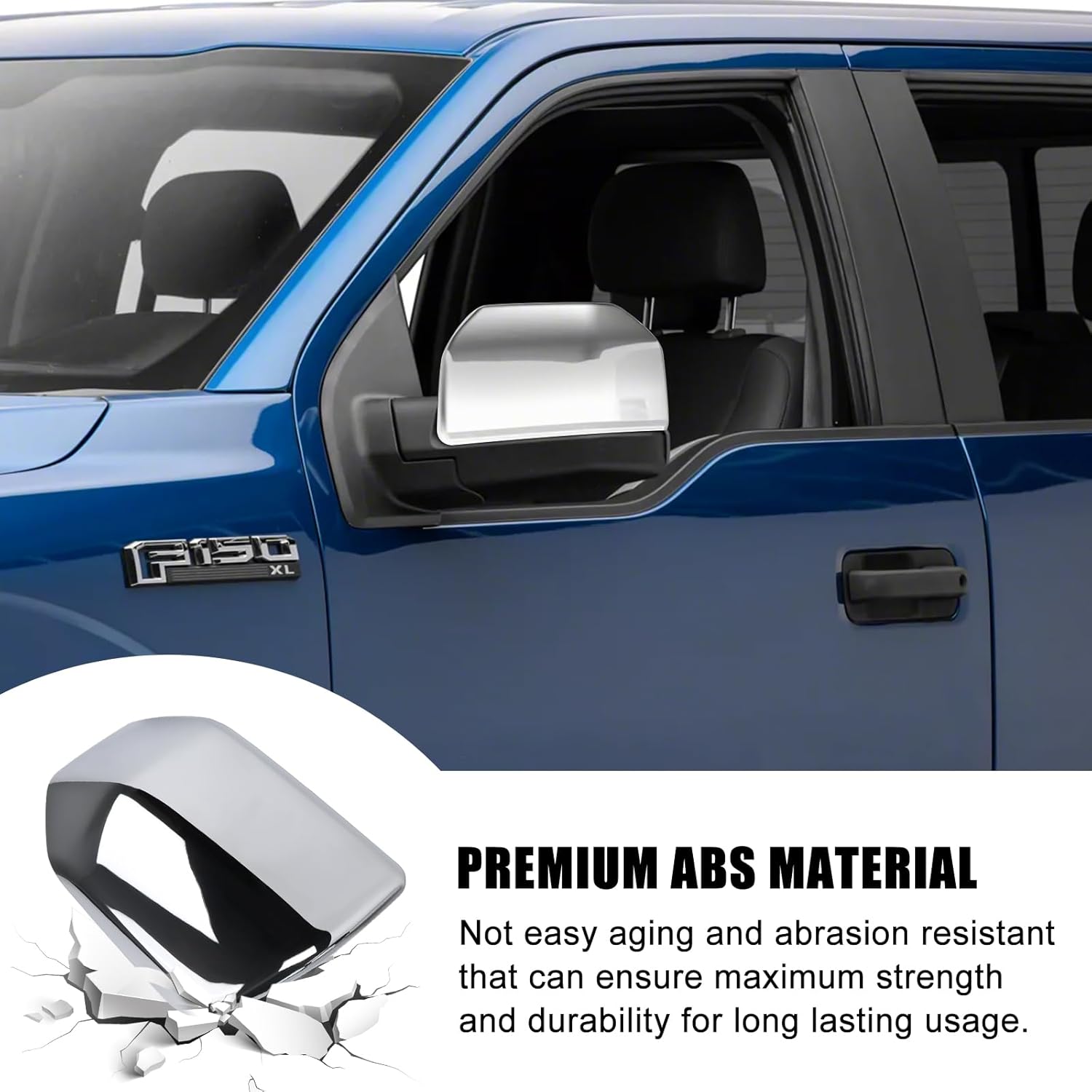 Covelta Mirror Cover Caps Replacement for 2015-2020 Ford F150（Chrome）