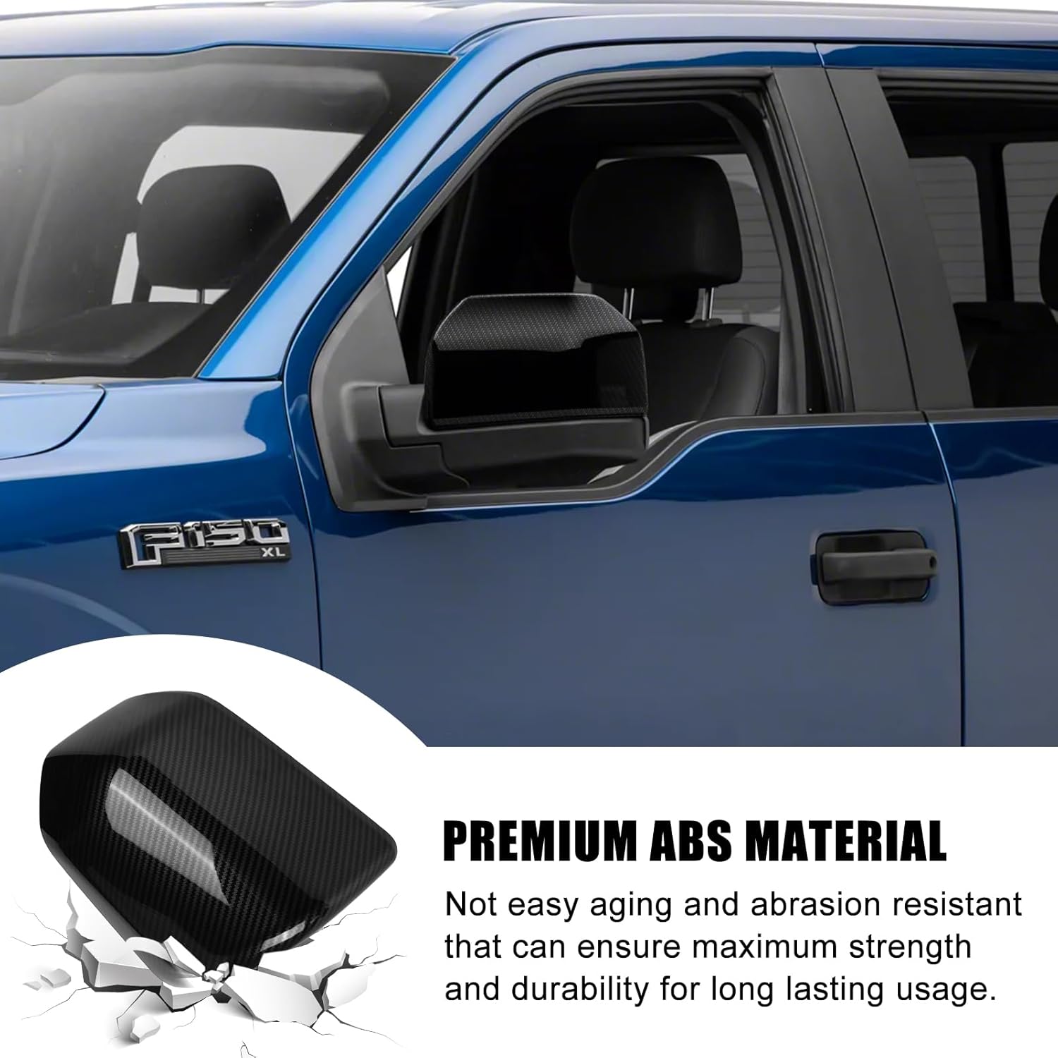 Covelta Mirror Cover Caps Replacement for 2015-2020 Ford F150（Carbon Fiber）