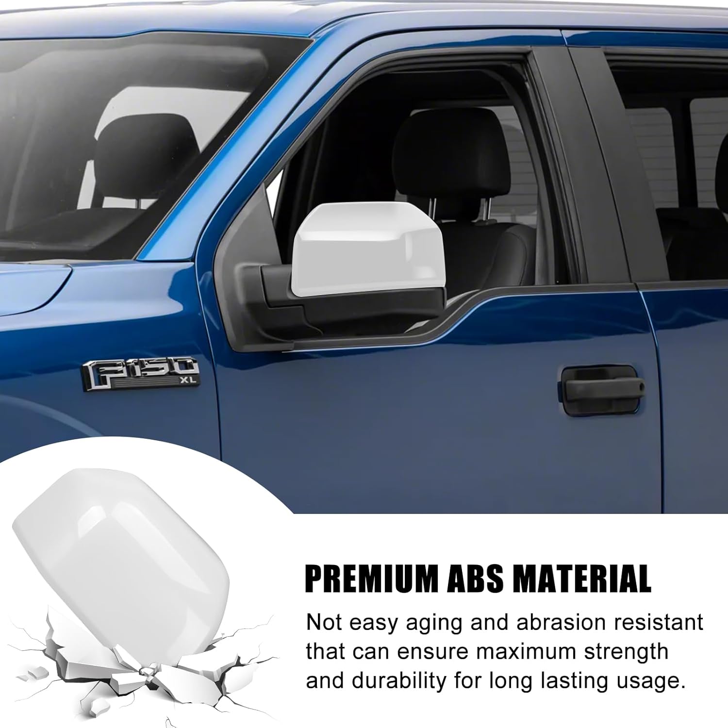 Covelta Mirror Cover Caps Replacement for 2015-2020 Ford F150（White）