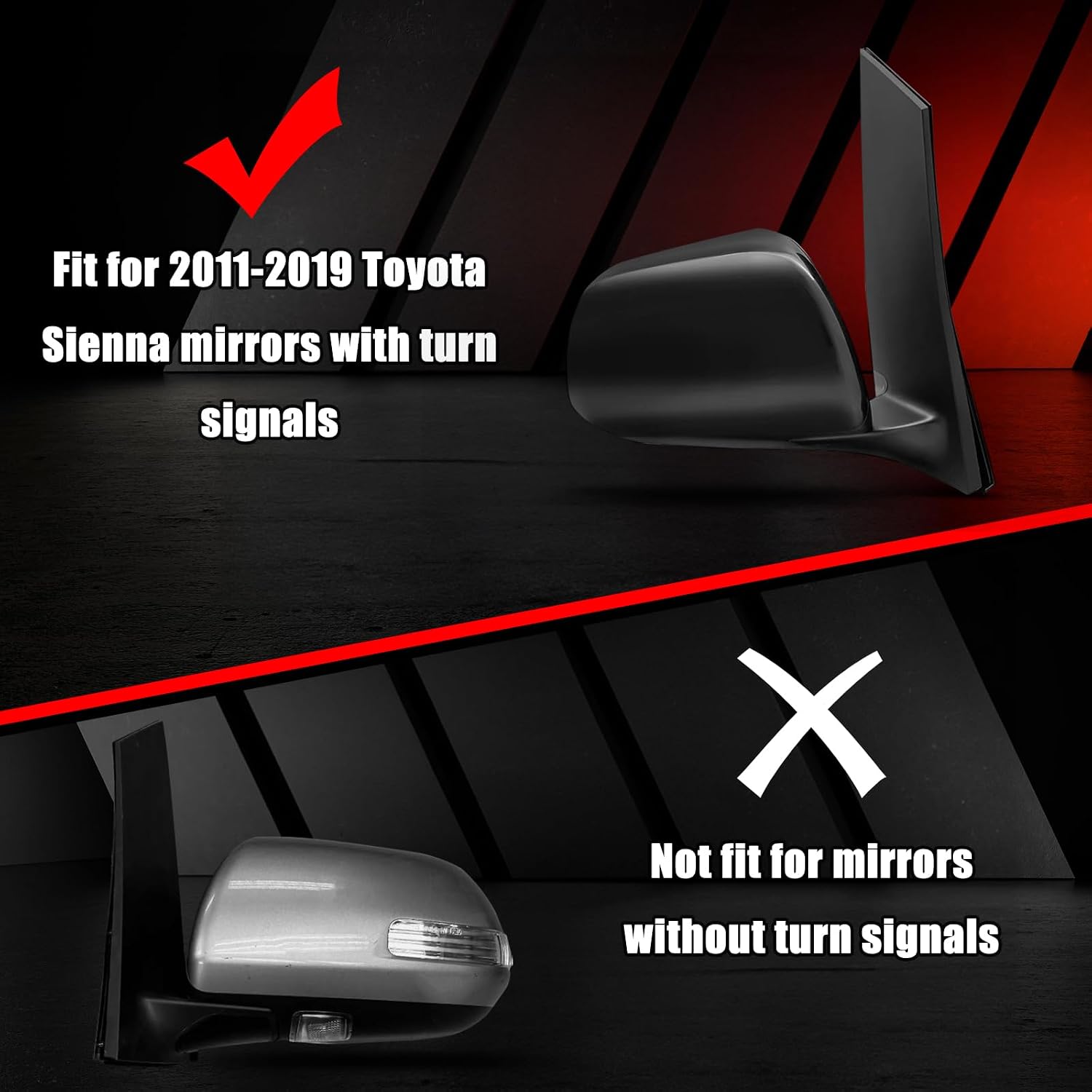 Covelta Left & Right Mirror Cover Caps Replacement for 2011-2019 Toyota Sienna
