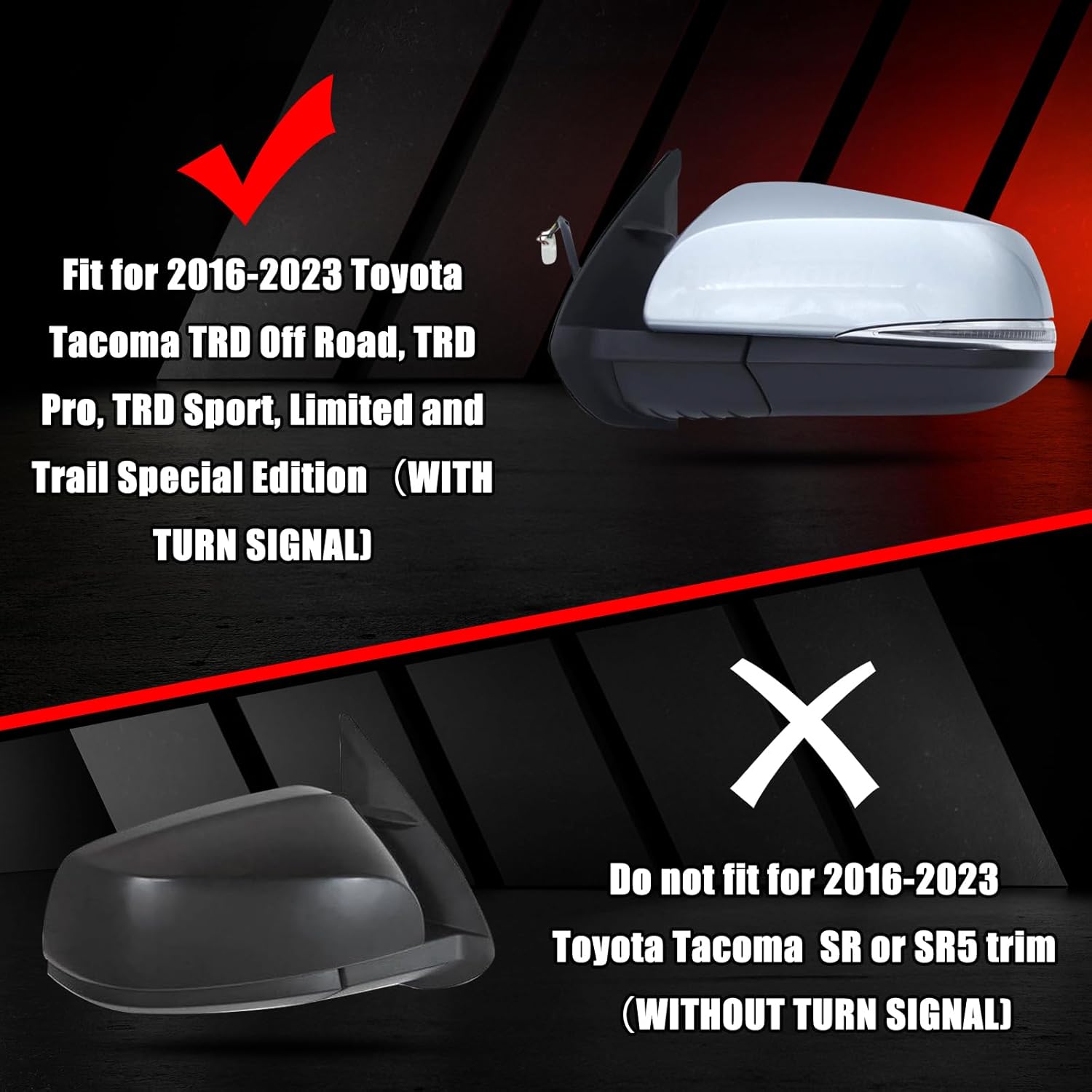 Covelta Mirror Cover Caps Replacement for 2016-2023 Toyota Tacoma with Turn Signal