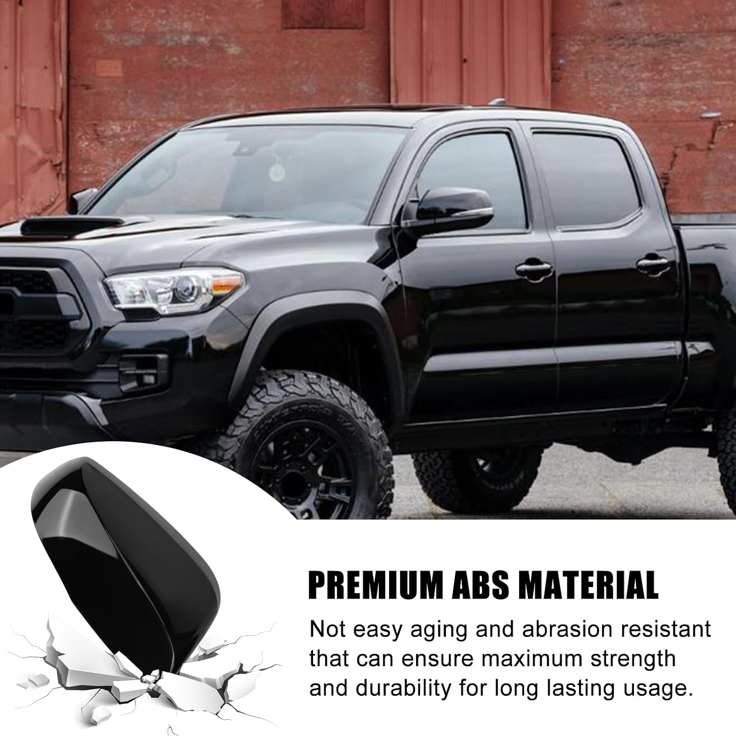 Covelta Mirror Cover Caps Replacement for 2016-2023 Toyota Tacoma With Turn Signal（Black）