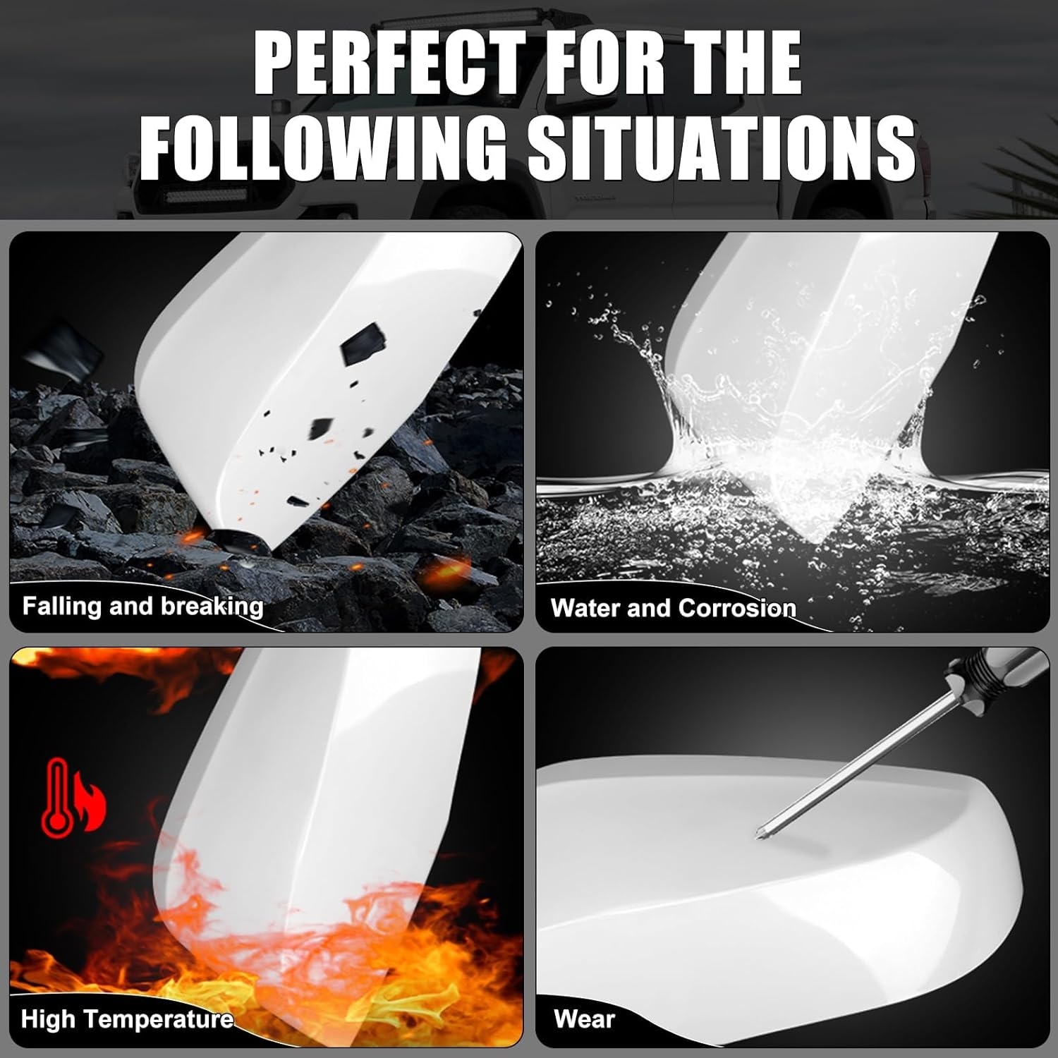 [Copy]Covelta Mirror Cover Caps Replacement for 2016-2023 Toyota Tacoma With Turn Signal（White）