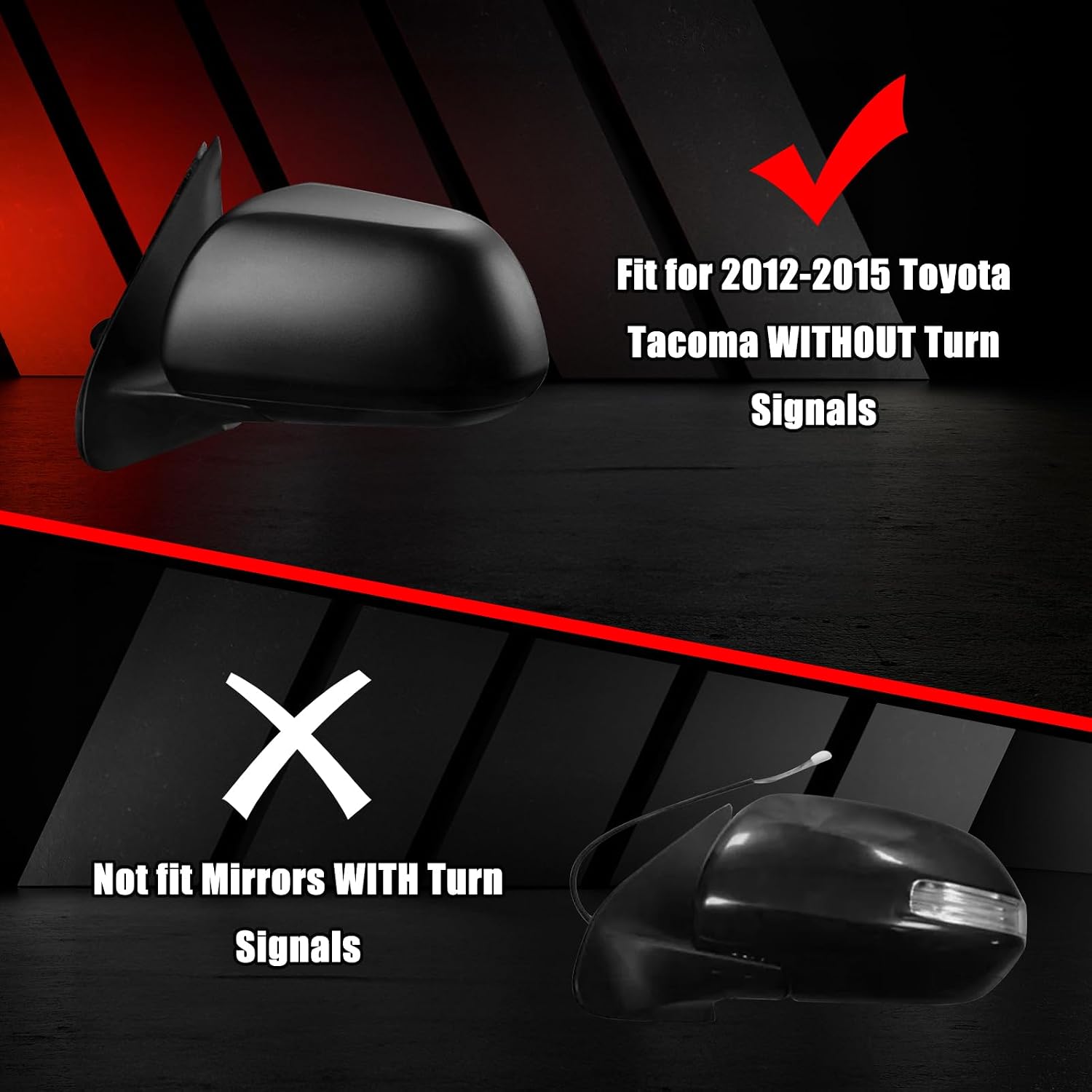 Covelta Left Side Mirror Cover Cap for 2011-2015 Toyota Tacoma Without Turn Signal Model
