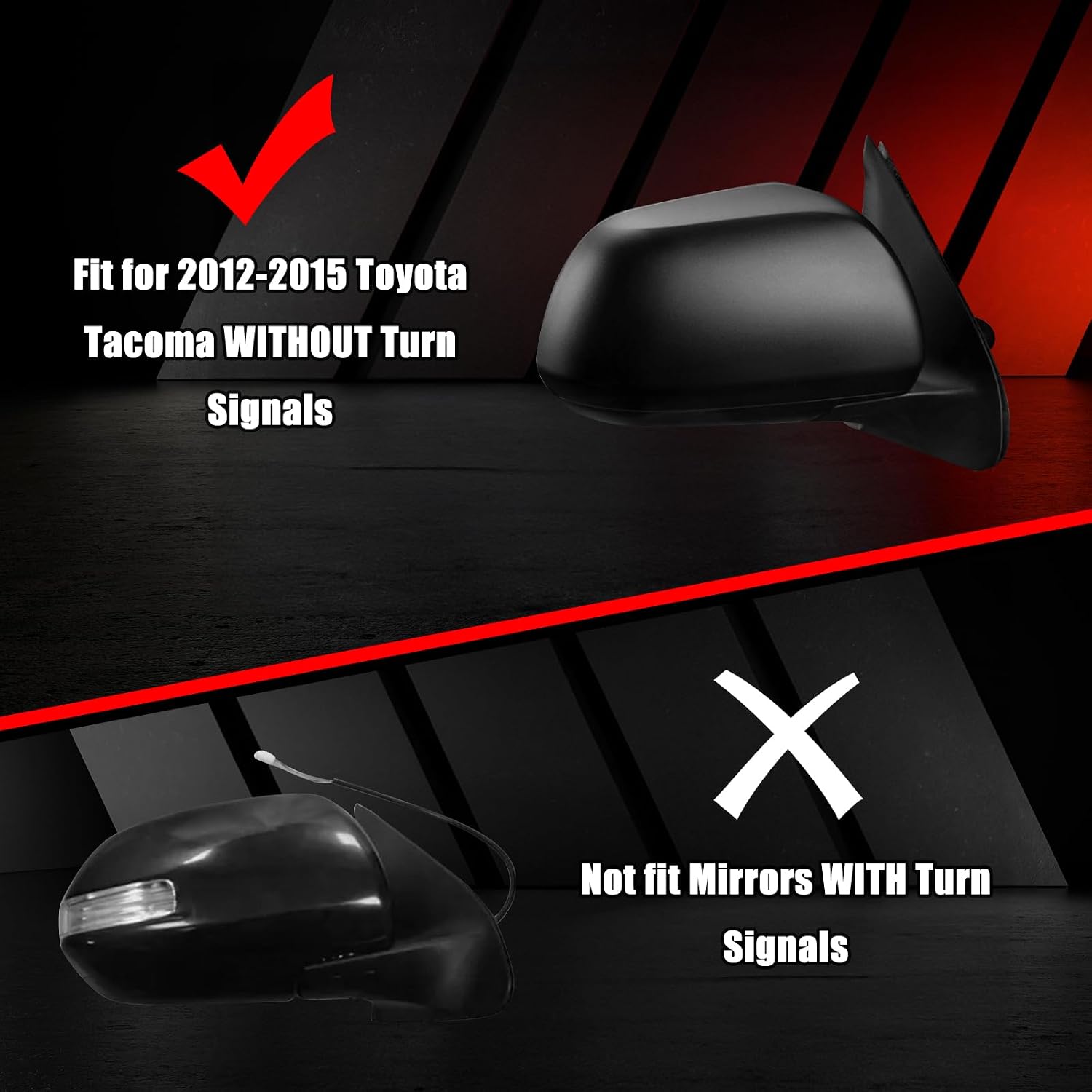 Covelta Right Side Mirror Cover Cap for 2011-2015 Toyota Tacoma Without Turn Signal Model