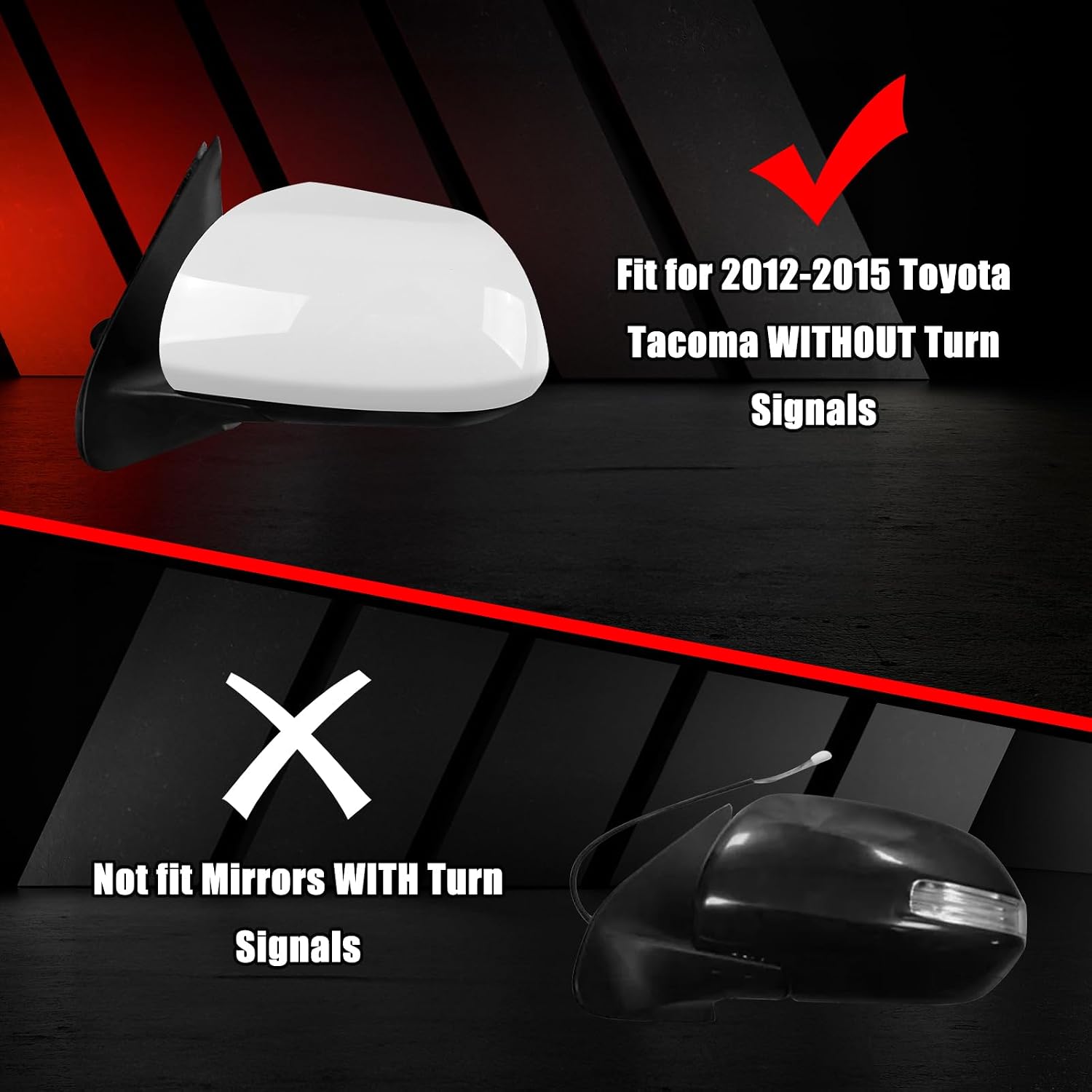 Covelta Left Side Mirror Cover Cap Replacement for 2012-2015 Toyota Tacoma（White）