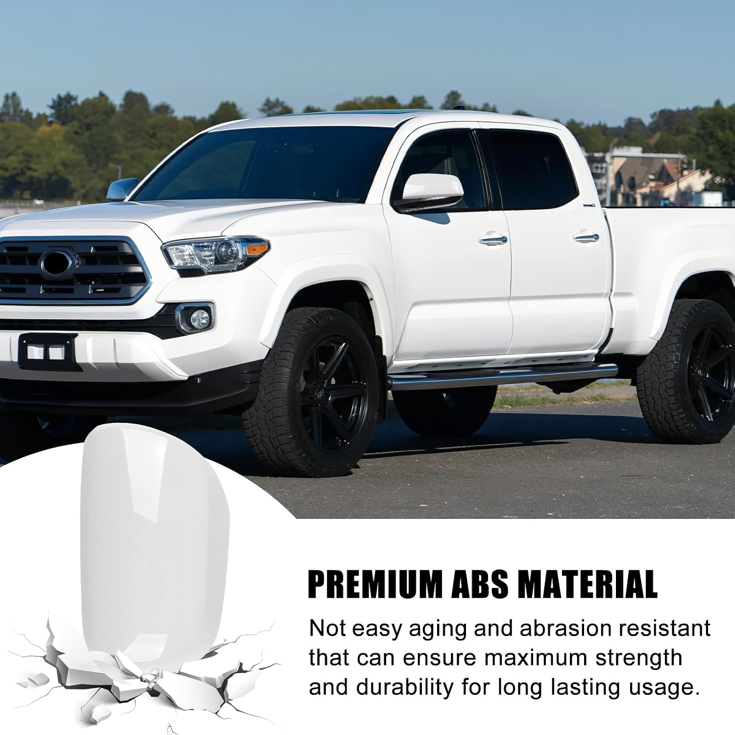 Covelta Left Side Mirror Cover Cap Replacement for 2012-2015 Toyota Tacoma（White）