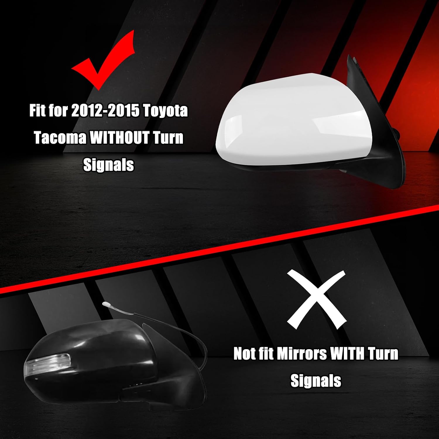 Covelta Right Side Mirror Cover Cap Replacement for 2012-2015 Toyota Tacoma（White）