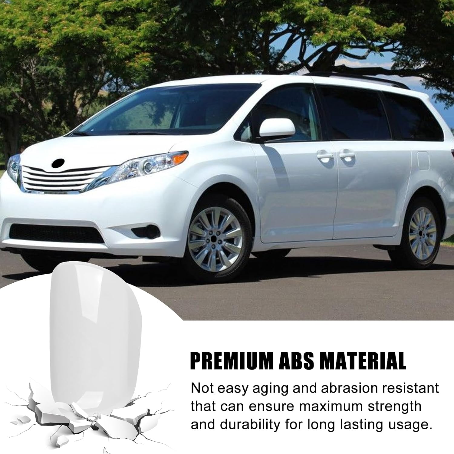 Covelta Left Side Mirror Cover Cap Replacement for 2011-2019 Toyota Sienna Without Turn Signal