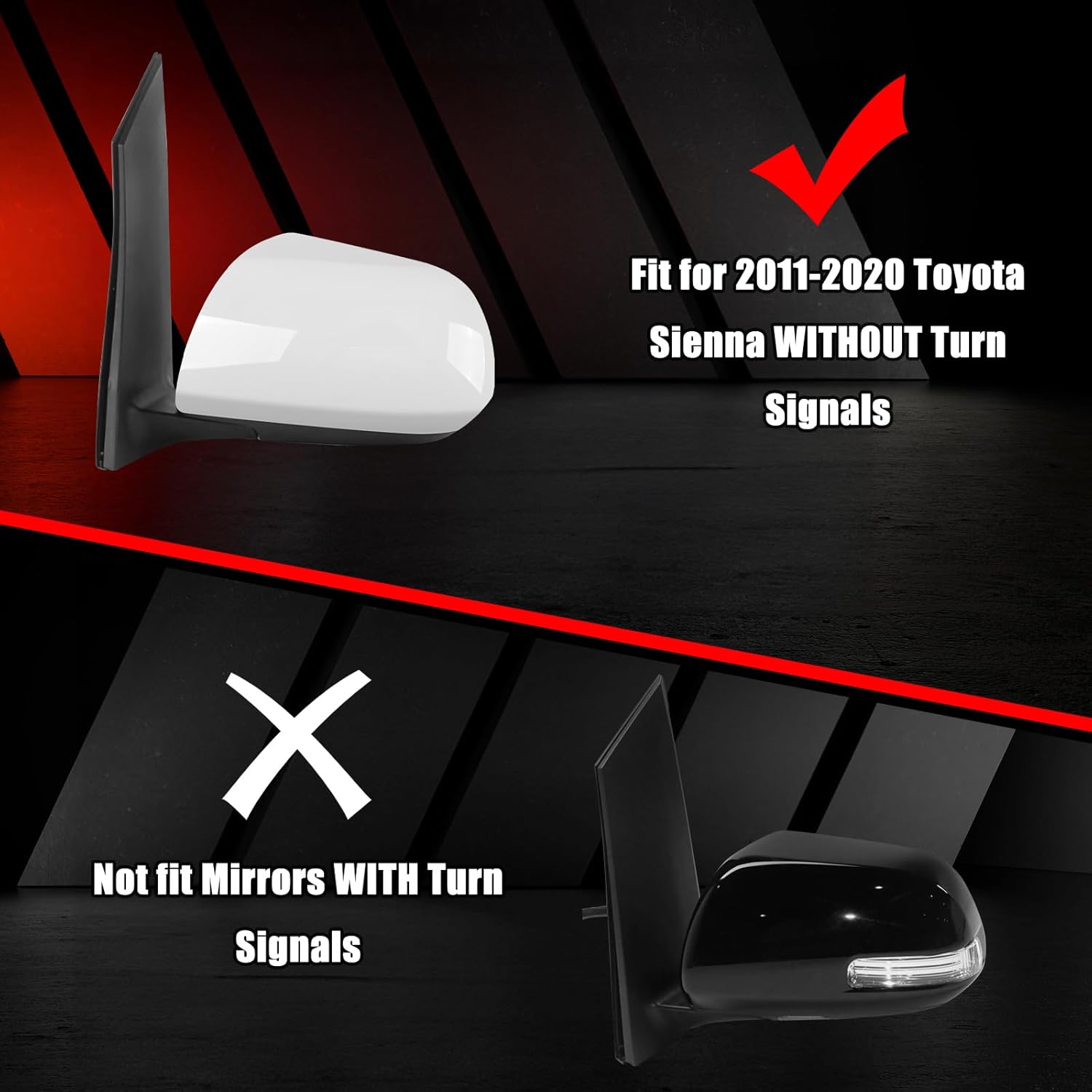 Covelta Left Side Mirror Cover Cap Replacement for 2011-2019 Toyota Sienna Without Turn Signal