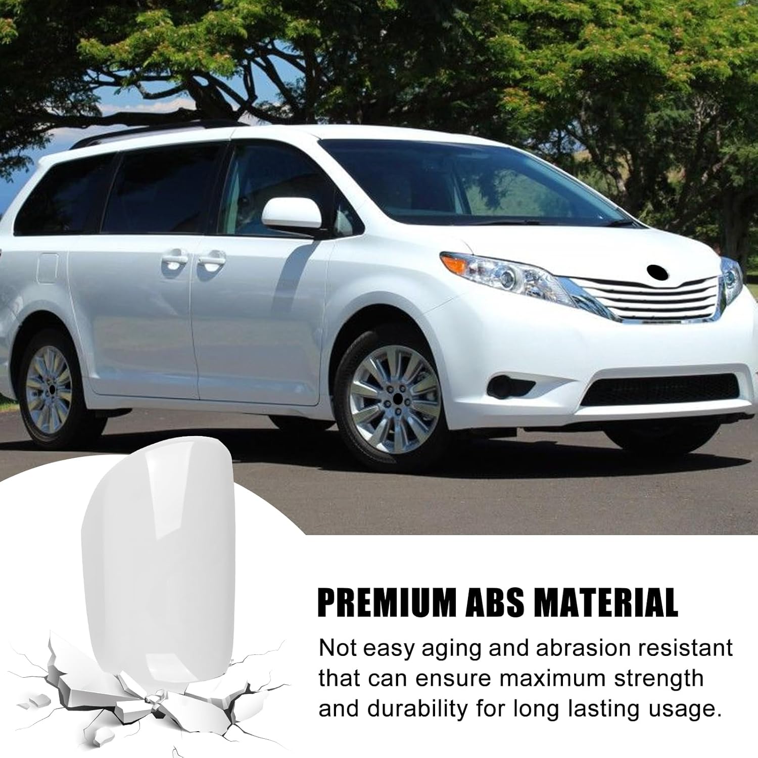 Covelta Right Side Mirror Cover Cap Replacement for 2011-2019 Toyota Sienna Without Turn Signal