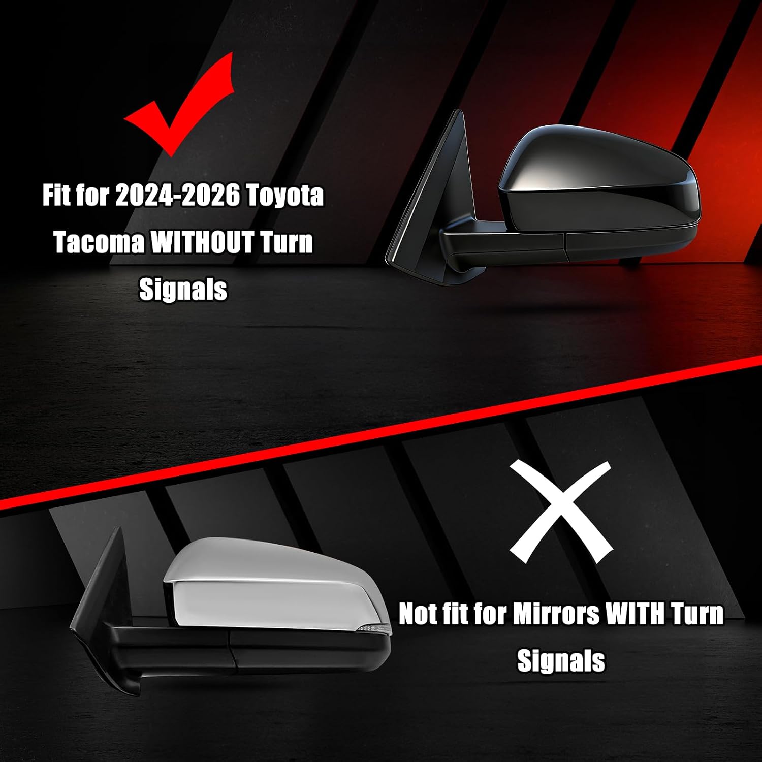 Covelta Mirror Cover Replacement for 2024-2026 Toyota Tacoma Without Turn Signal